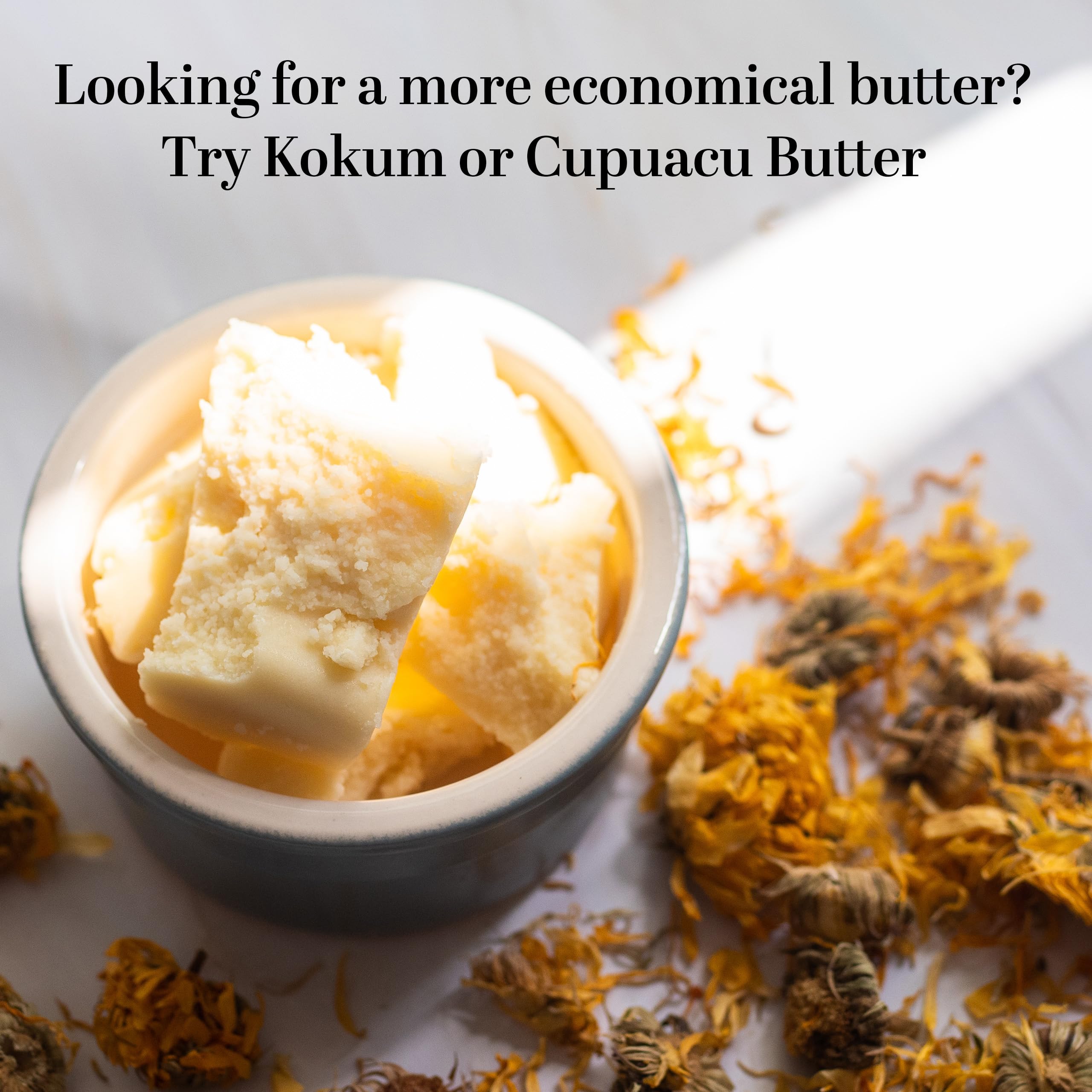 Better Shea Butter Organic Cocoa Butter Raw Unrefined - 1 lb Block | Food Grade, Skin Moisturizer & DIY Base