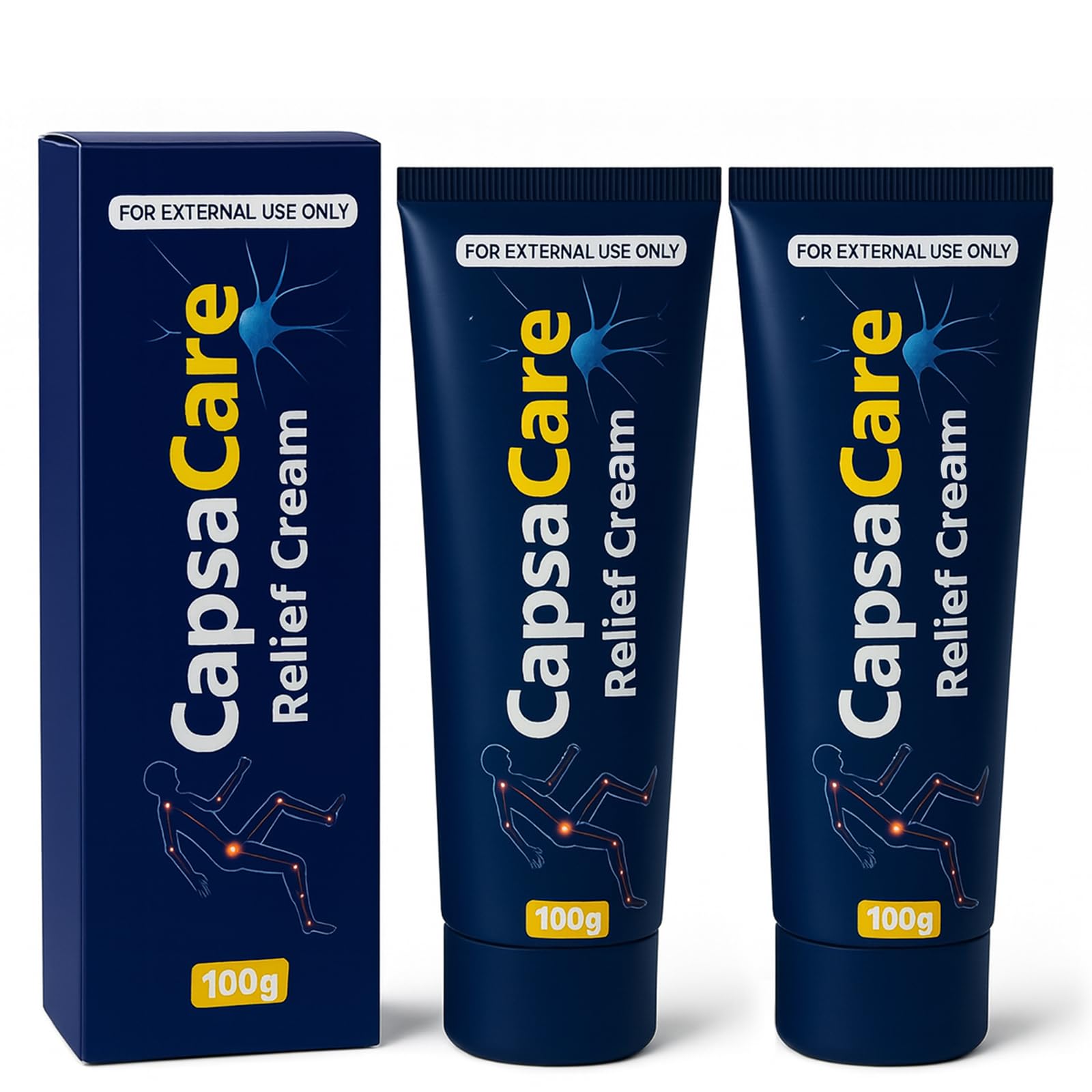 Beuifvo CapsaCare Neuropathy Relief Cream – Fast Absorbing Capsaicin Nerve Cream (2x100g)
