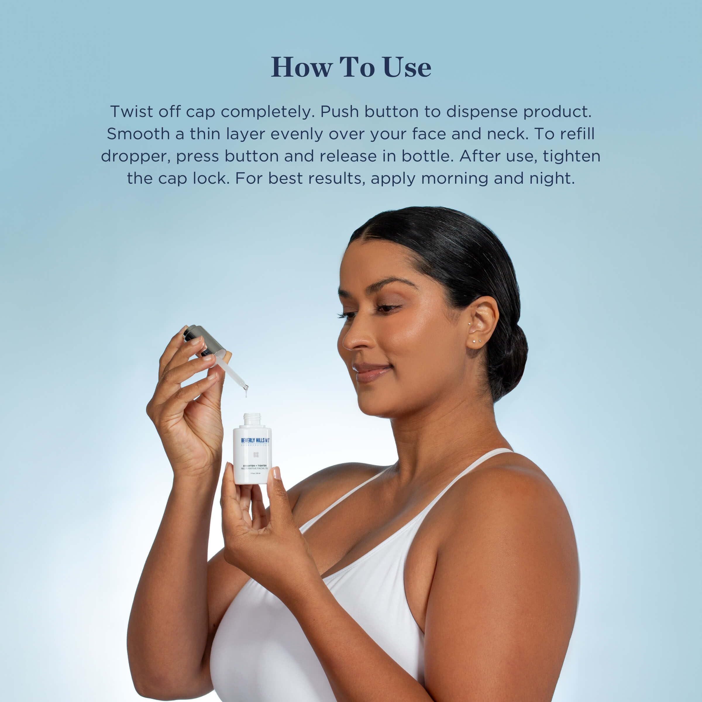 Beverly Hills MD Brighten + Tighten Restorative Facial Oil – Tighten, Brighten, Even Skin with Vitamin C