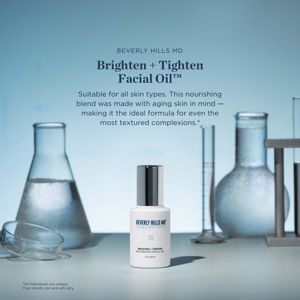 Beverly Hills MD Brighten + Tighten Restorative Facial Oil – Tighten, Brighten, Even Skin with Vitamin C