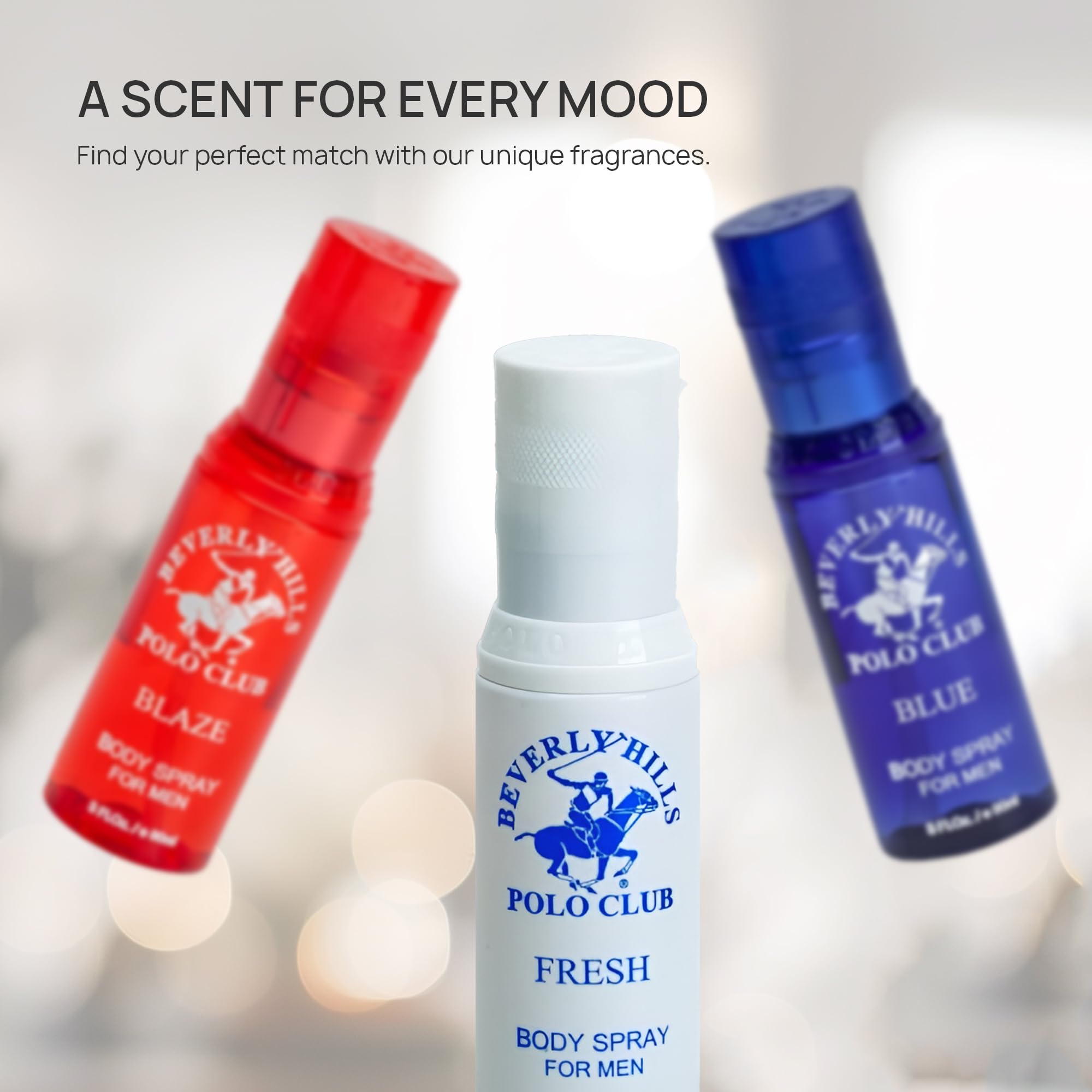 Beverly Hills Polo Club Men's Body Spray Collection – 3 x 3oz Gift Set for Everyday Freshness & Travel