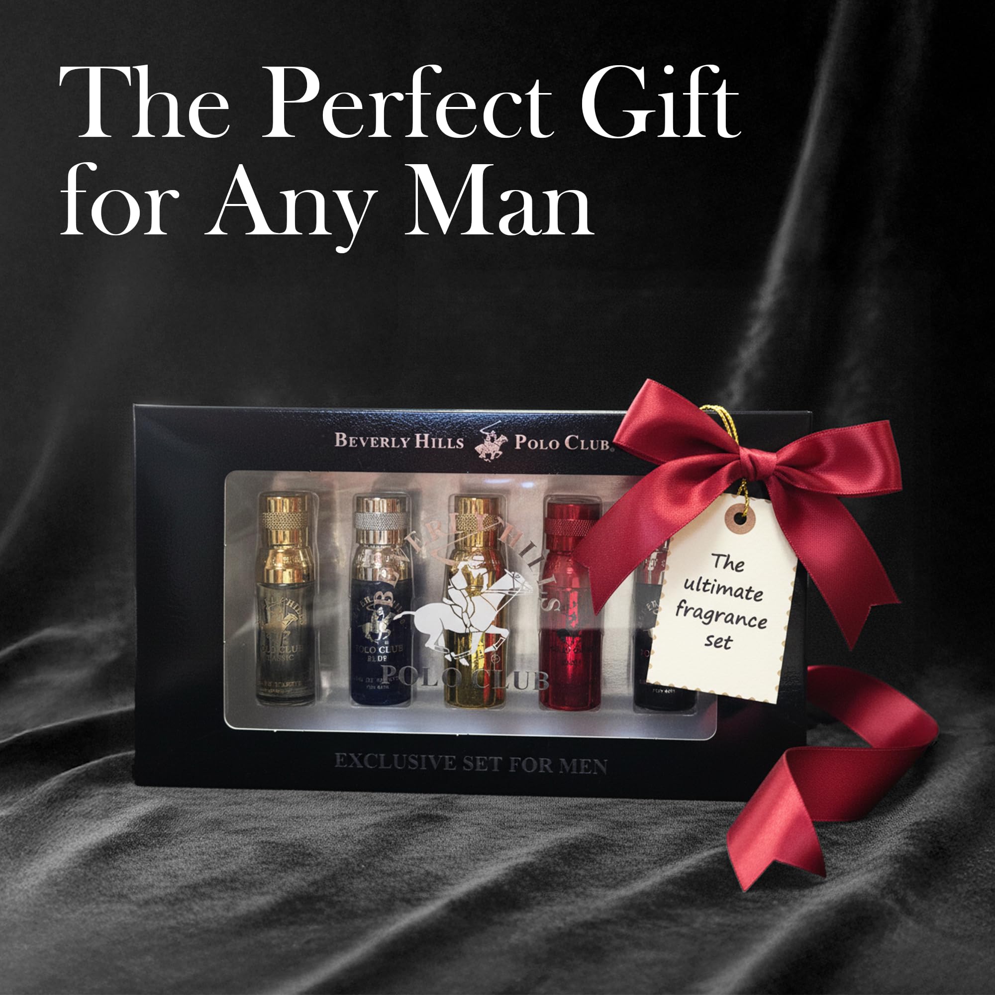 Beverly Hills Polo Club 5 Piece Mini EDT Gift Set for Men – 0.5oz Each (Gold, Ignite, Classic, Sexy, Blue)