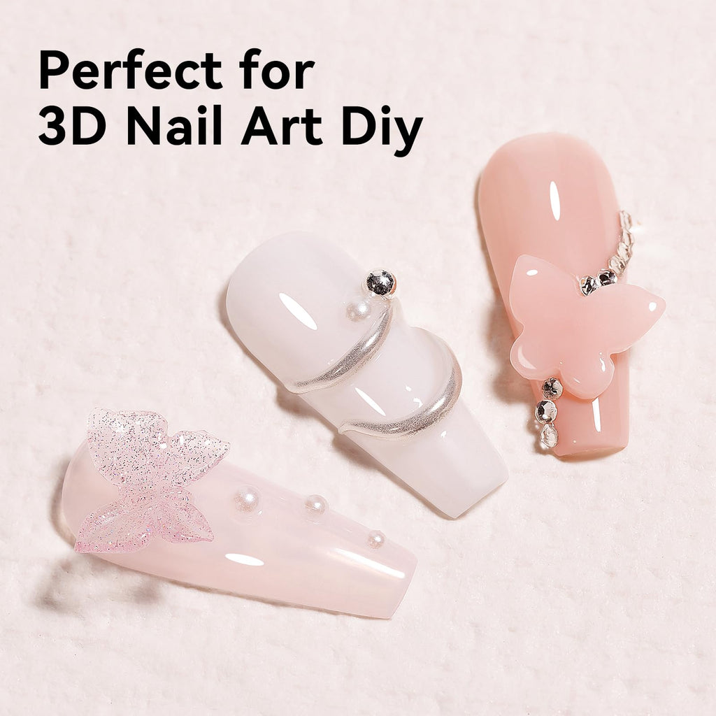 Bevimee Solid Builder Gel Kit – 3 Colors for 3D Nail Art, Non-Stick, 18g x3