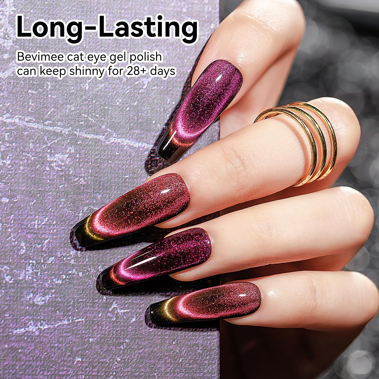 Bevimee 10 Colors 9D Cat Eye Gel Nail Polish Kit with Magnet Stick | Galaxy & Chameleon Nail Art