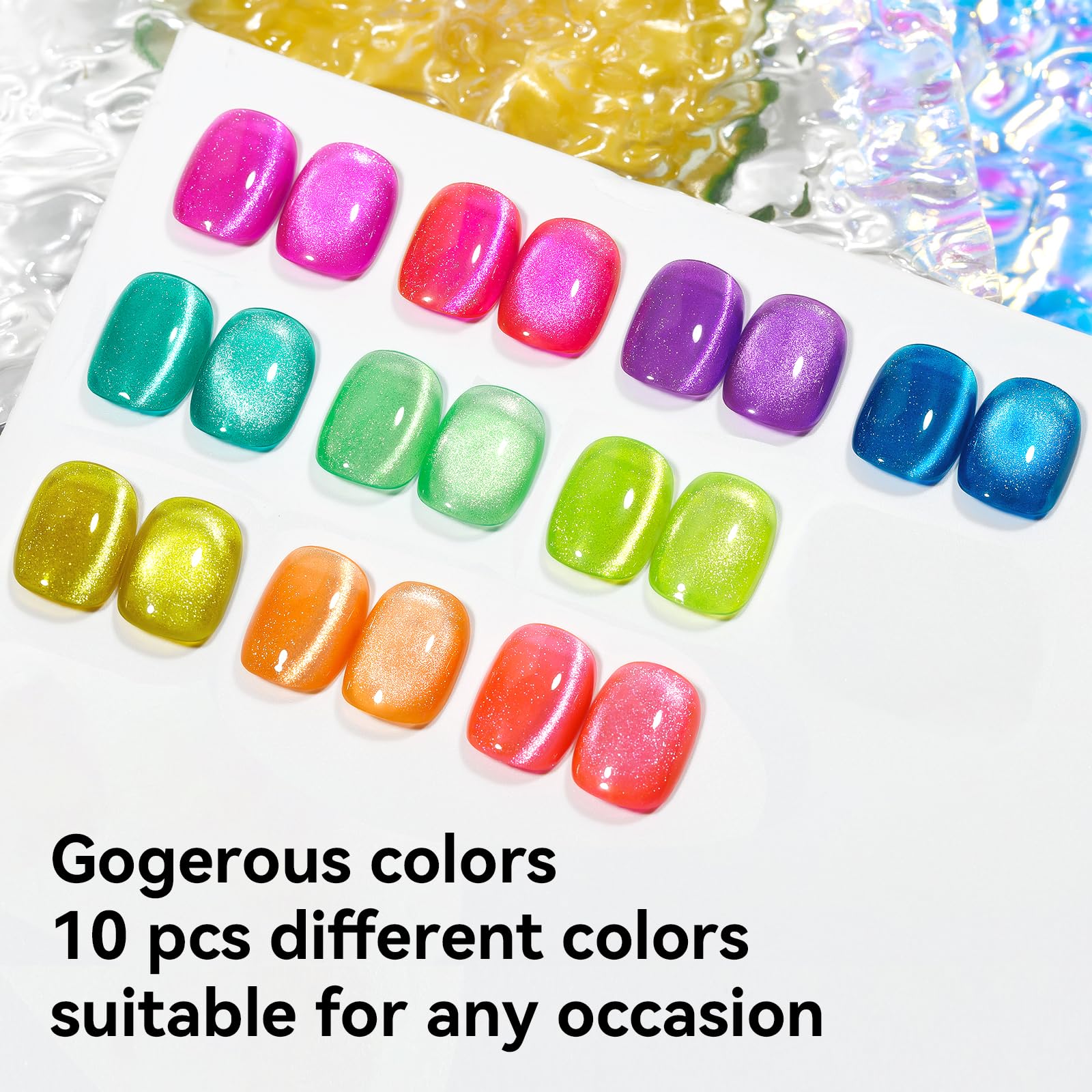 Bevimee Glitter Cat Eye Gel Nail Polish Kit — 10 Magnetic Colors