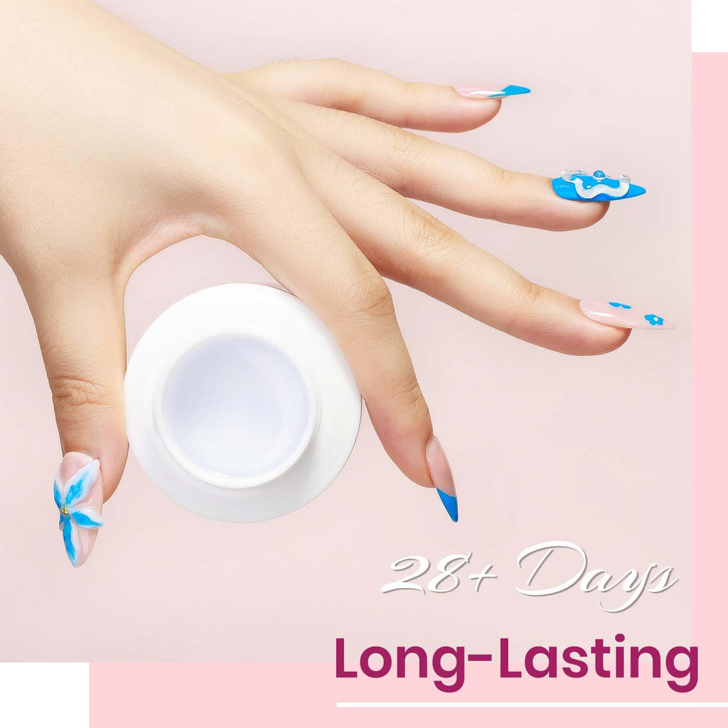 Bevimee Solid Builder Gel for Nails – 2-Pack Clear & White, 18g Each | 3D Nail Sculpting Kit