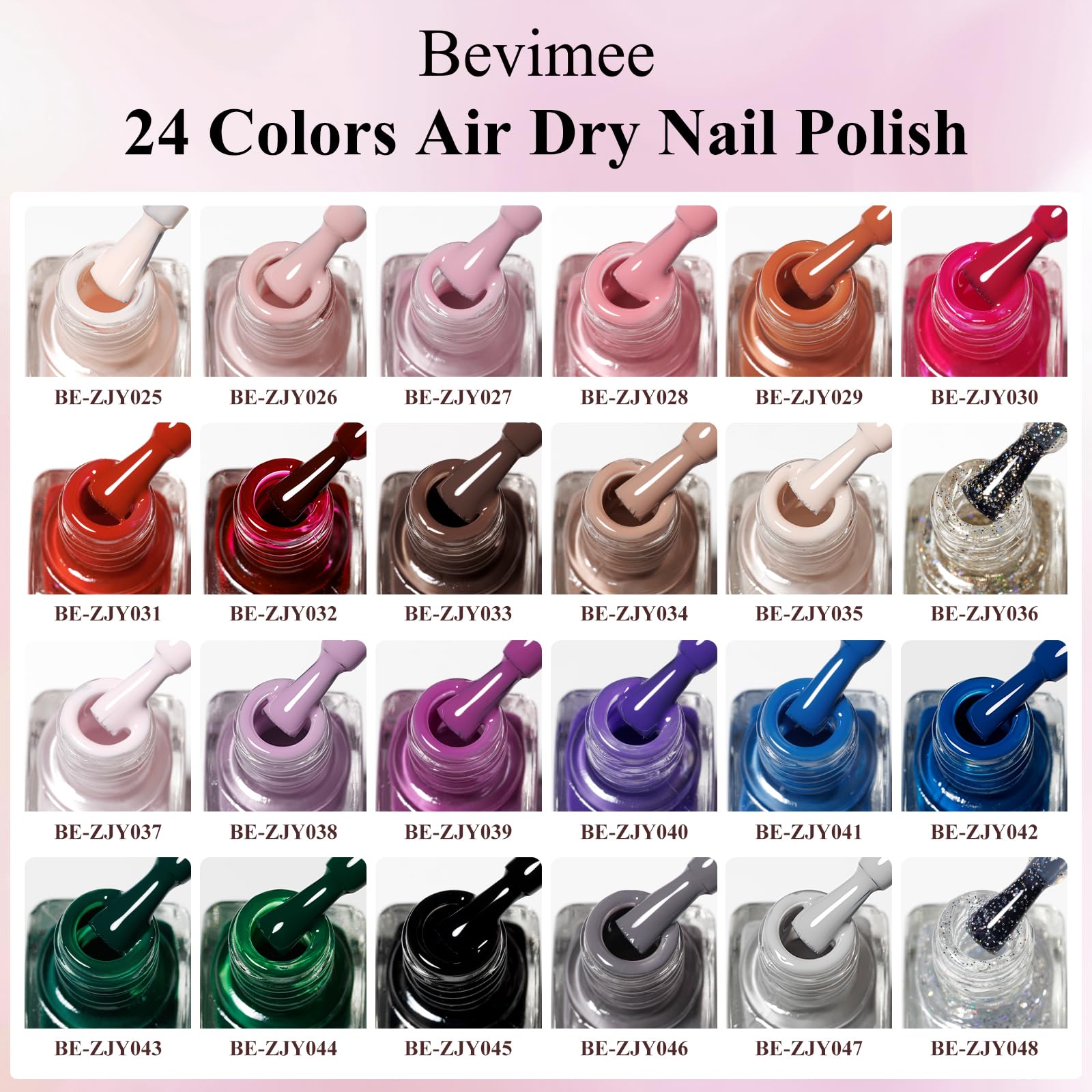 Bevimee Quick Dry Nail Polish Set – 24 Colors, Long-Lasting, Non-Gel Formula