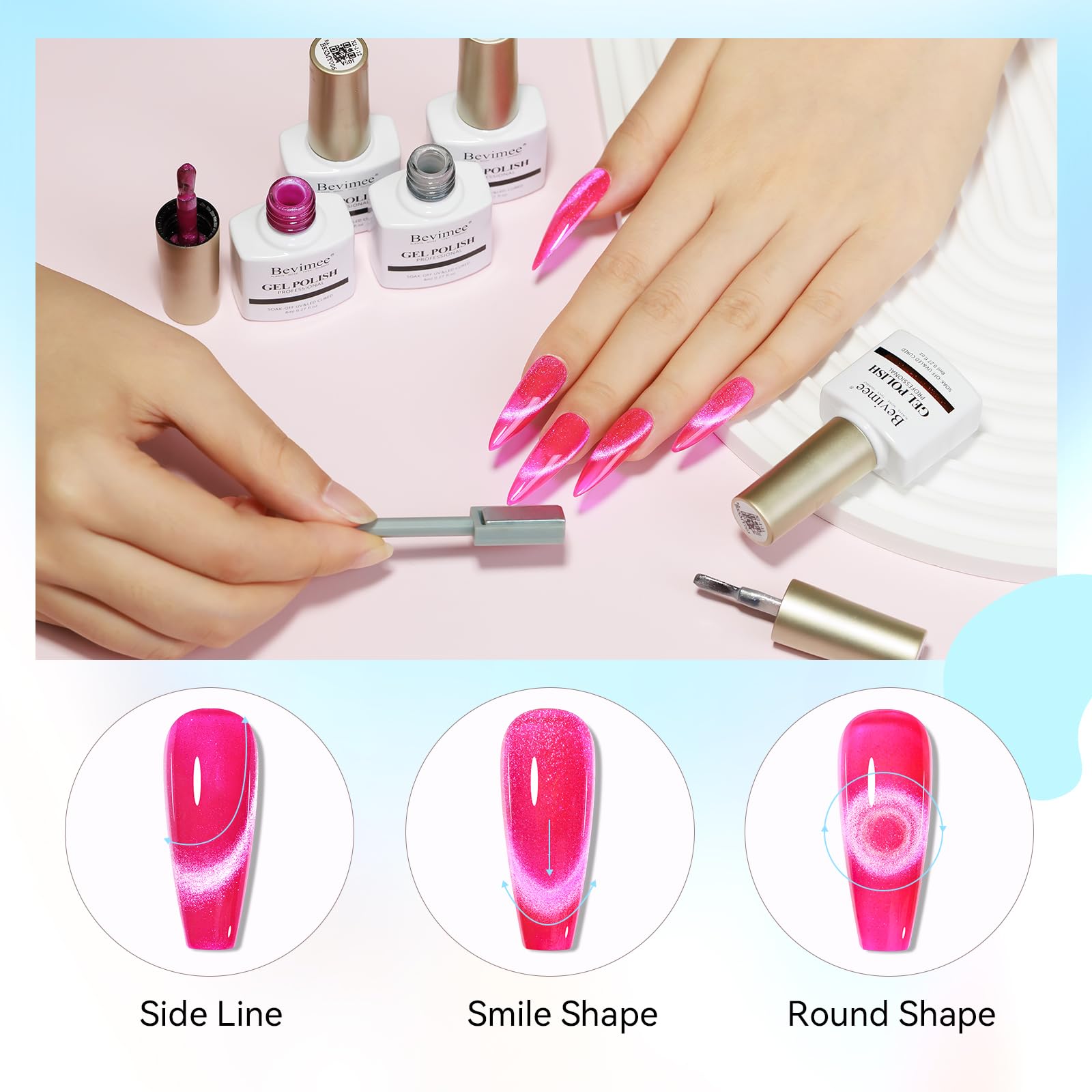 Bevimee Neon Cat Eye Gel Polish Set – 10 Magnetic 9D Colors