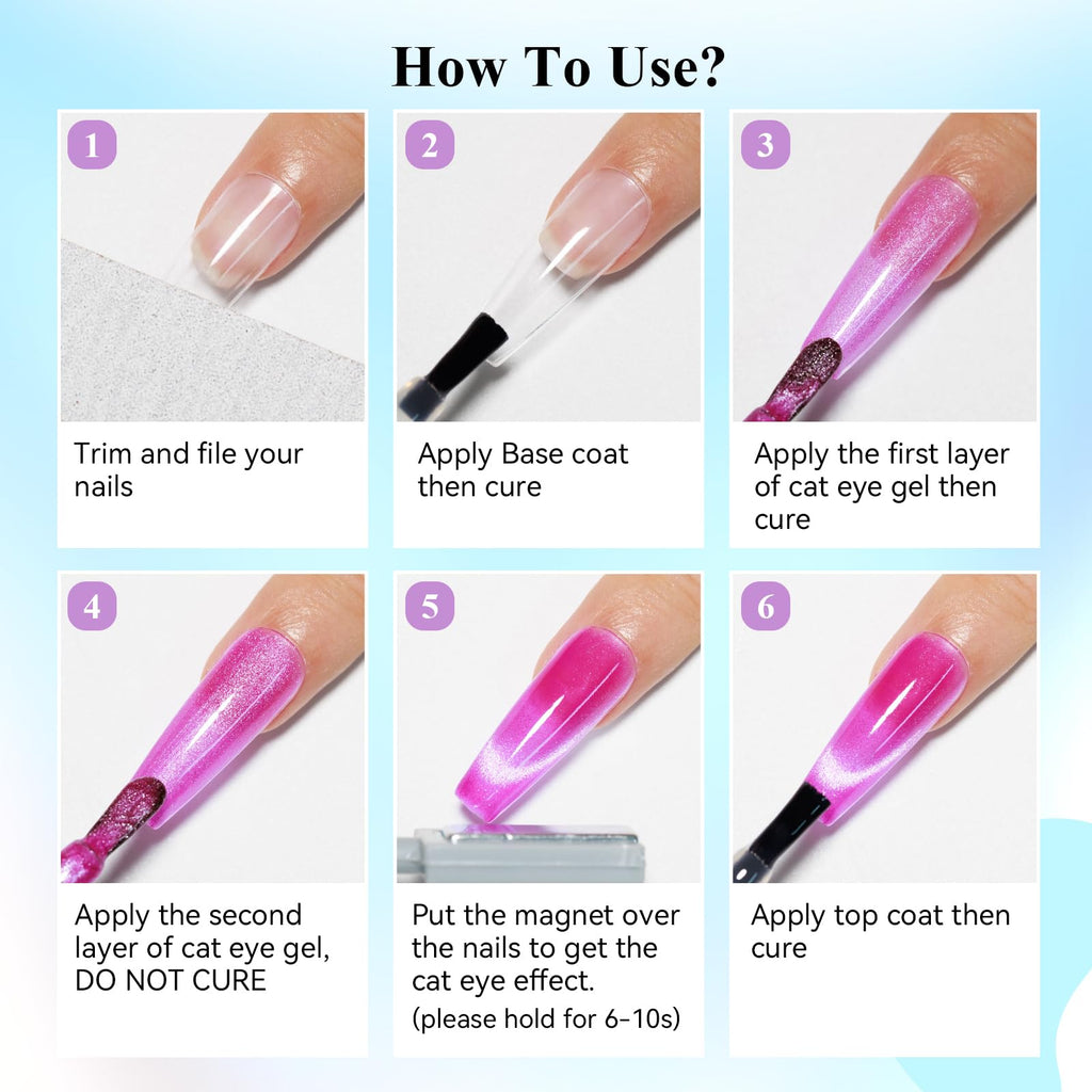 Bevimee Neon Cat Eye Gel Polish Set – 10 Magnetic 9D Colors