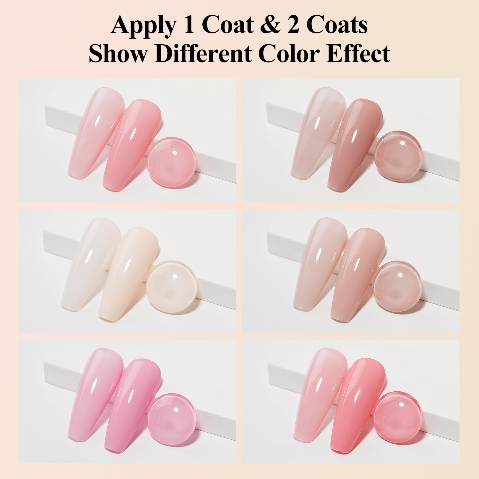 Bevimee Nude Nail Polish Set — Quick-Dry, 6 Sheer Shades (8 ml each)