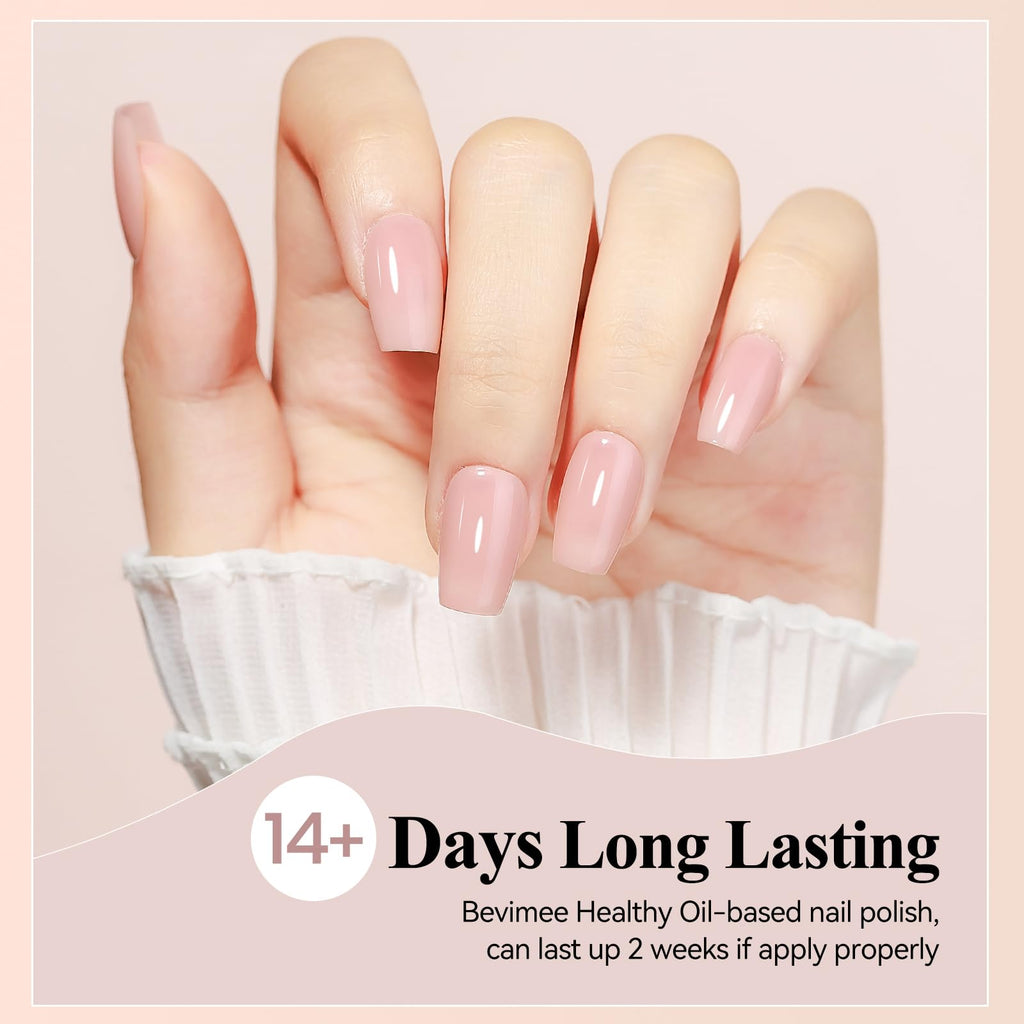 Bevimee Nude Nail Polish Set — Quick-Dry, 6 Sheer Shades (8 ml each)