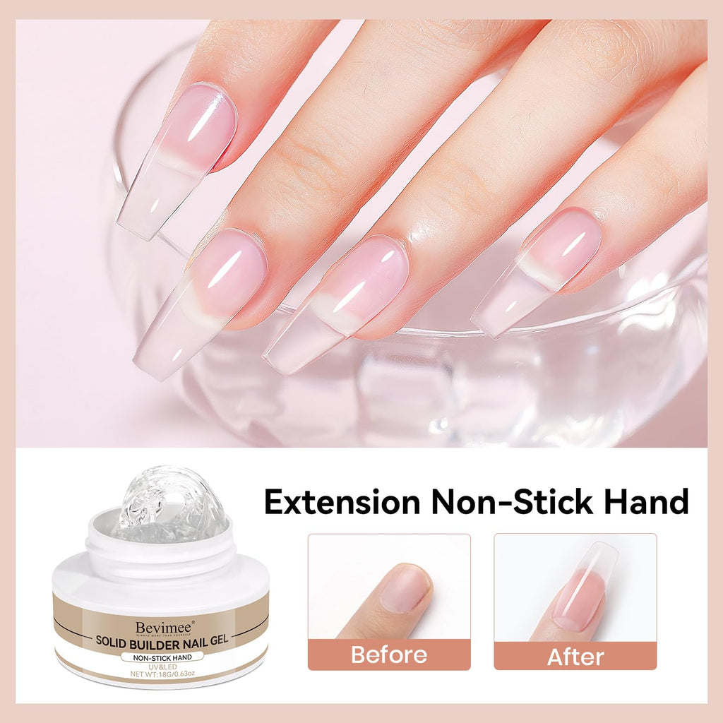 Bevimee Solid Builder Gel Kit – 3 Colors for 3D Nail Art, Non-Stick, 18g x3