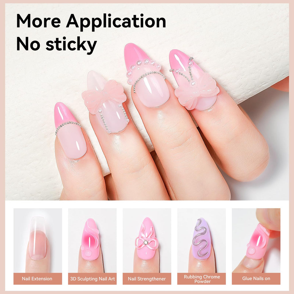 Bevimee Solid Builder Gel Kit – 3 Colors for 3D Nail Art, Non-Stick, 18g x3