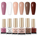 Bevimee Vegan Nail Polish Set – Air Quick Dry, 6 Colors (Milky White, Nude, Brown)