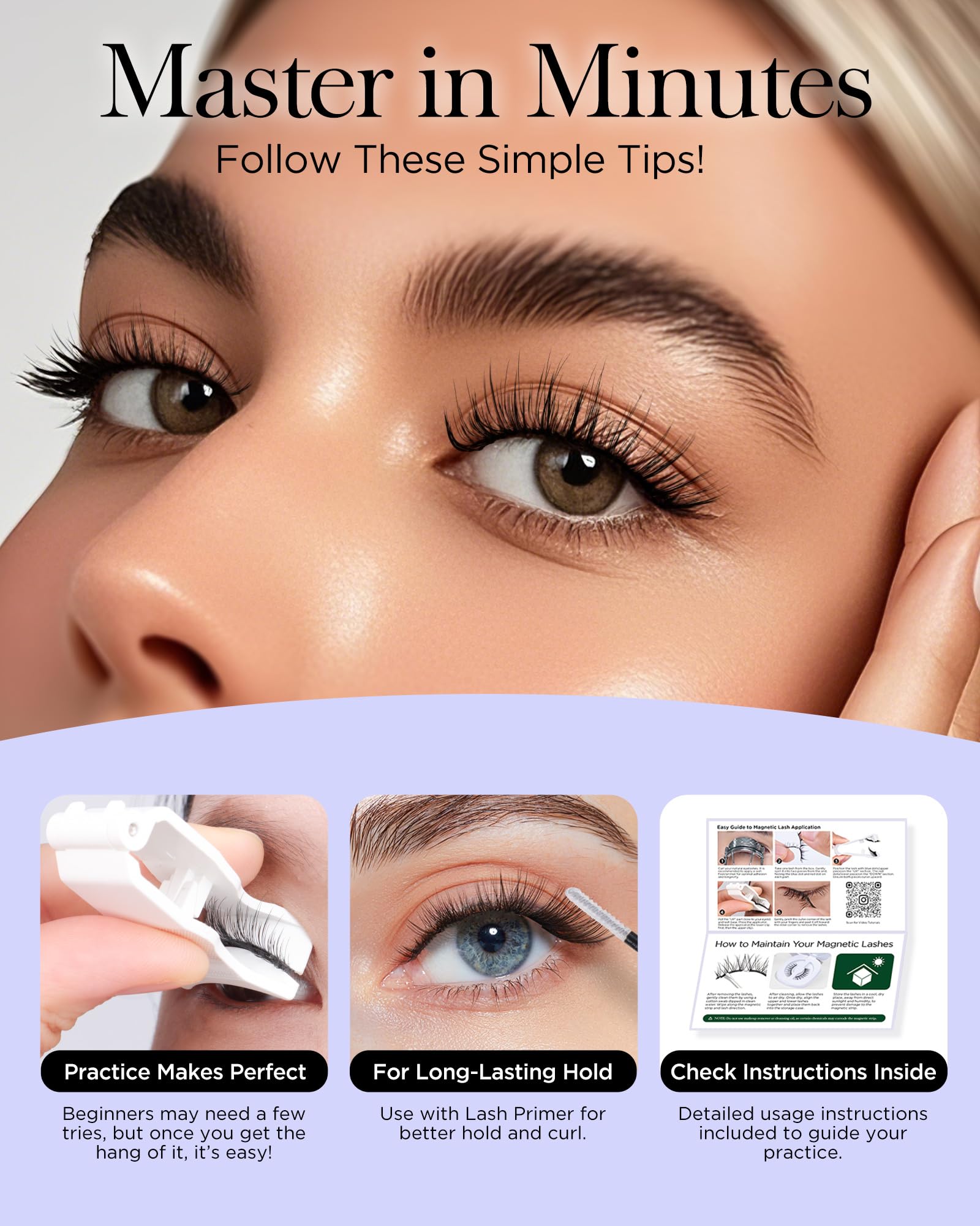 BEYELIAN Magnetic Eyelashes with Applicator Kit – Lightweight, Glue-Free Natural Look