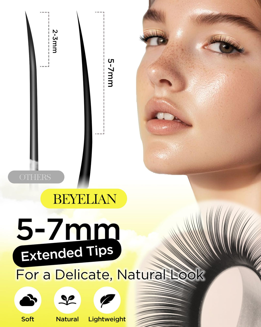 BEYELIAN Eyelash Extensions – Natural Matte Black, 0.03-0.20 C/D/D+/L/M/LU Curl, 7-15mm, High Temperature Resistant