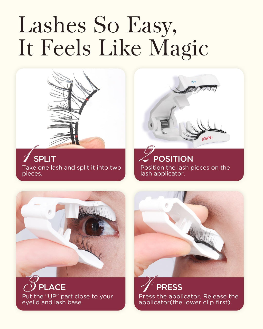 BEYELIAN Magnetic Eyelashes with Applicator Kit – No Glue, Lightweight Comfort