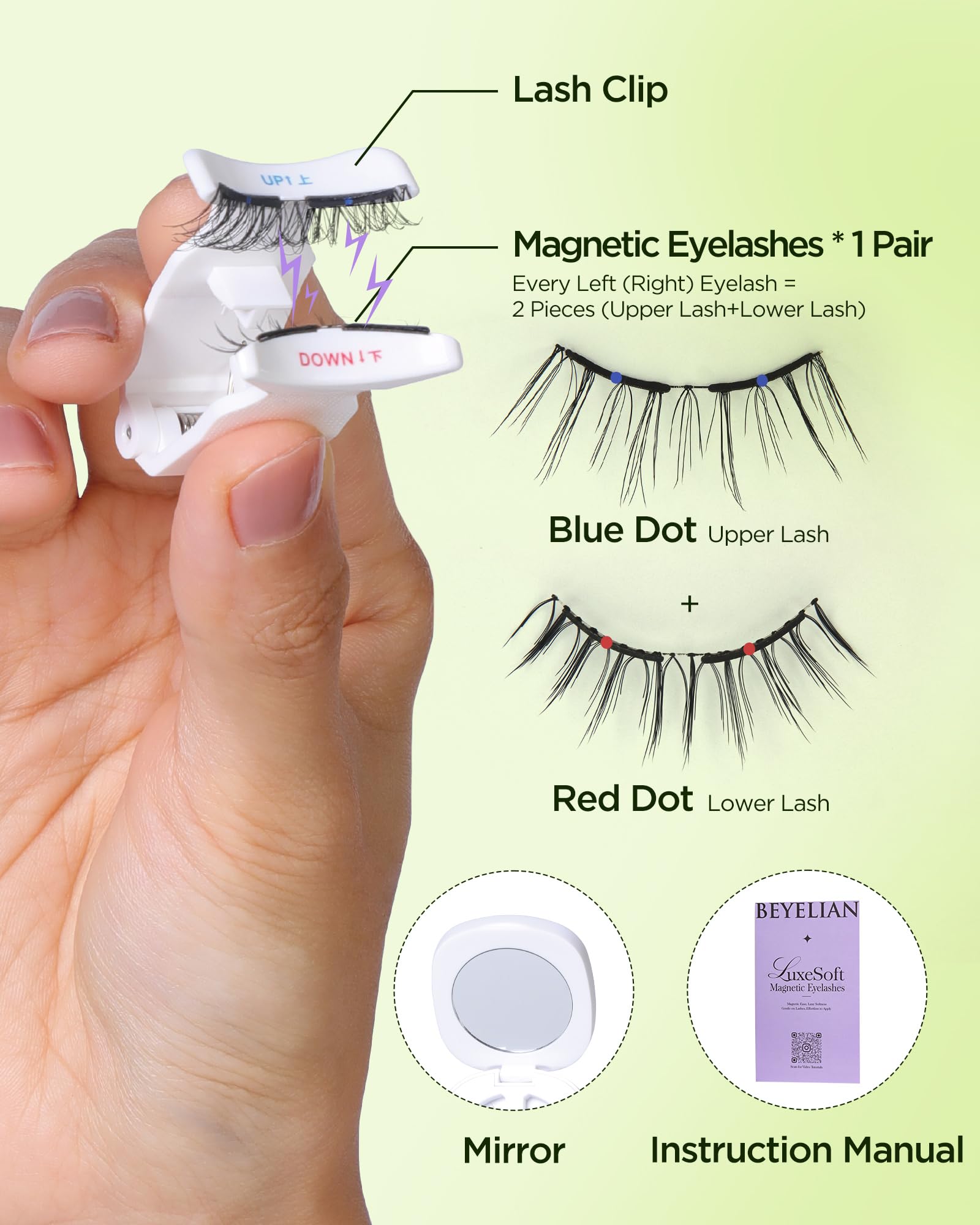 BEYELIAN Magnetic Eyelashes with Applicator Kit – Reusable, No Glue, Natural Look