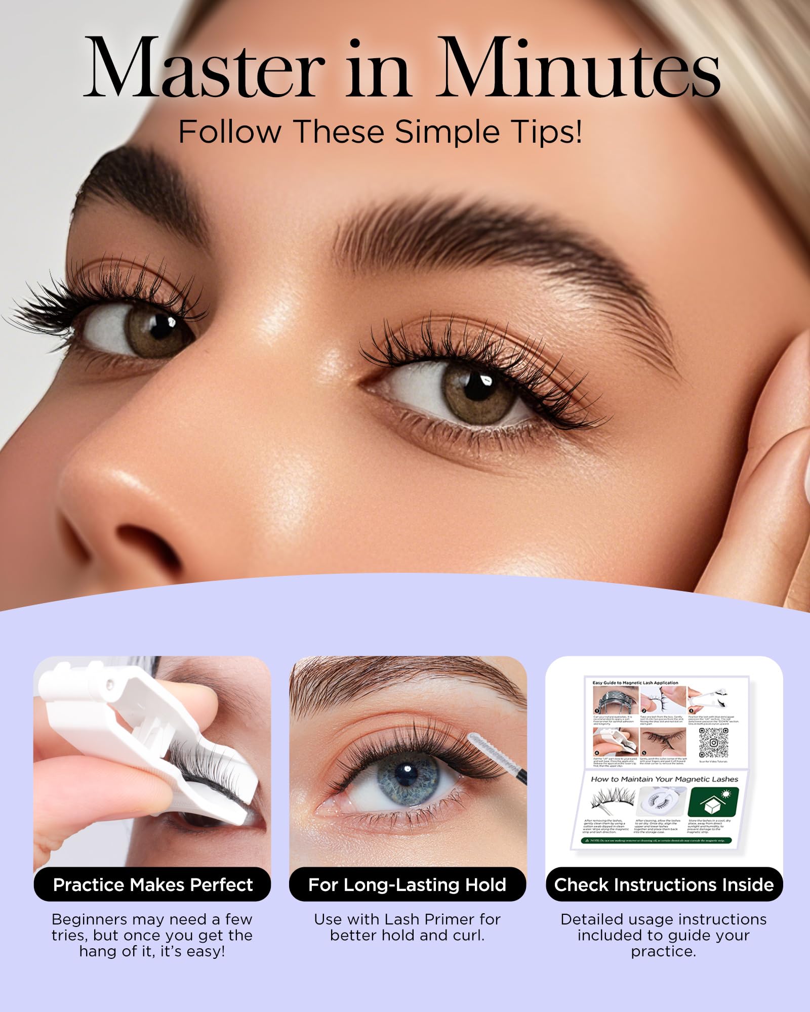 BEYELIAN Portable Magnetic Eyelashes with Applicator Kit – All-In-One Lash Box