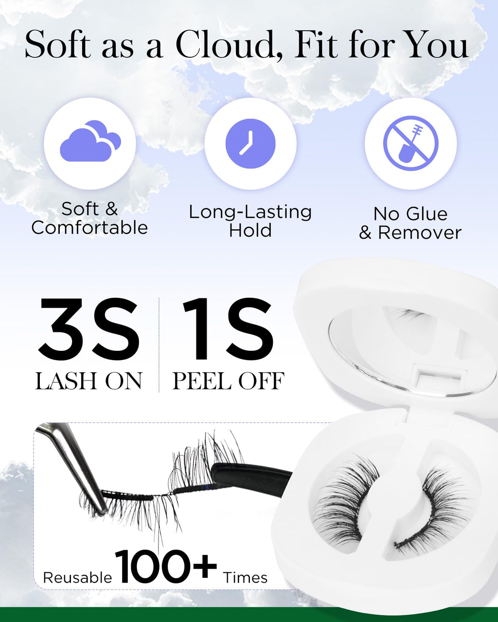 BEYELIAN Magnetic Eyelashes with Applicator Kit – Lightweight, Glue-Free Natural Look