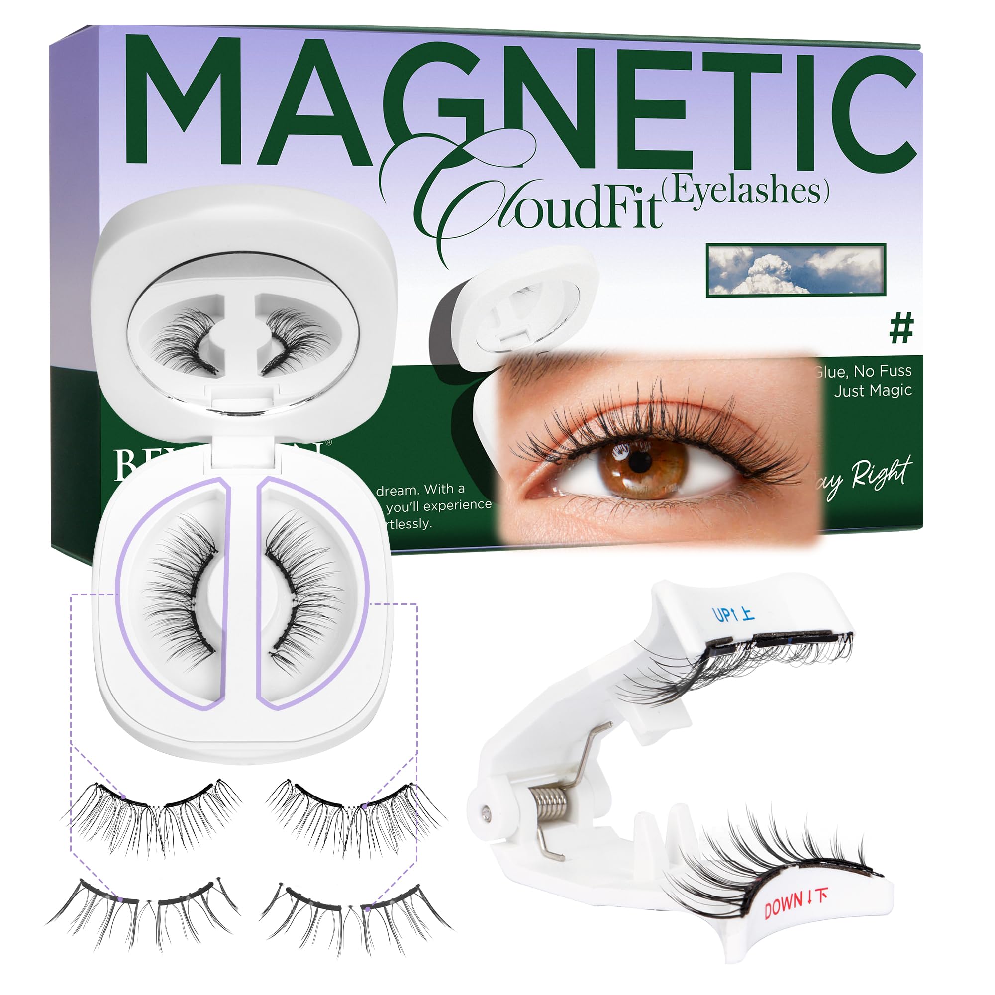 BEYELIAN Magnetic Eyelashes with Applicator Kit – No Glue, Reusable 3D Lashes (Lightweight & Comfortable)
