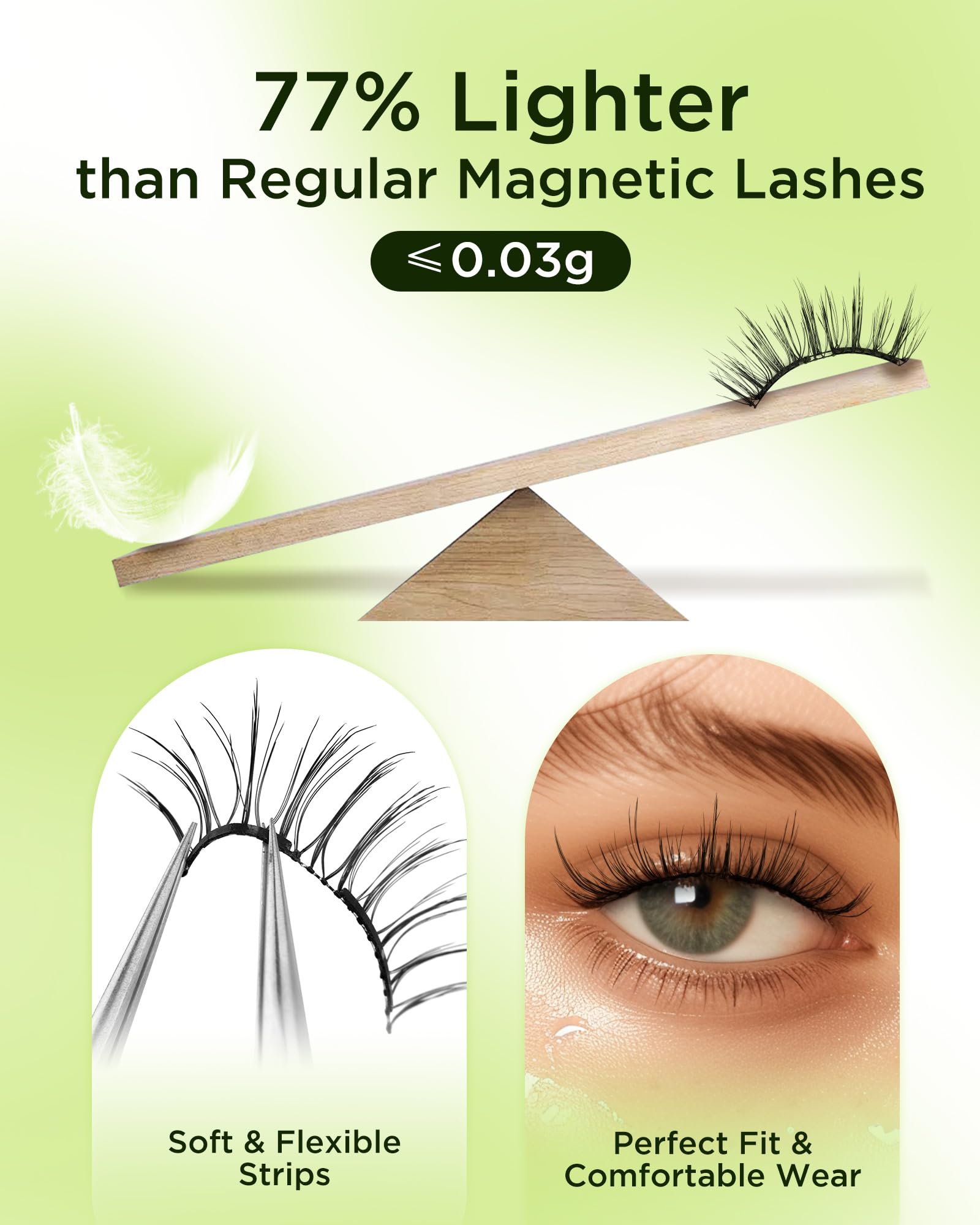 BEYELIAN Magnetic Eyelashes with Applicator Kit – No Glue, Lightweight Comfort