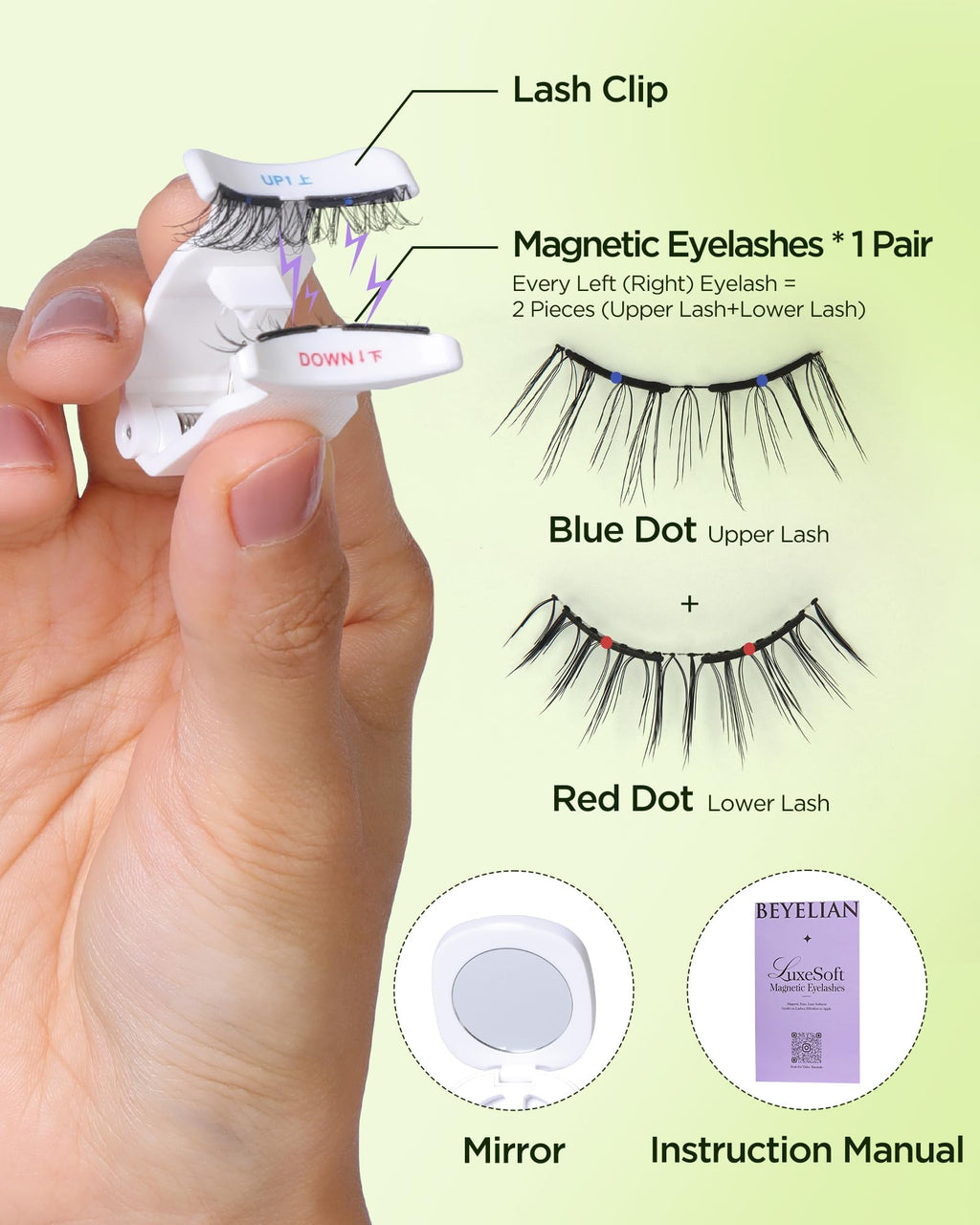 BEYELIAN Magnetic Eyelashes with Applicator Kit – No Glue, Lightweight Comfort