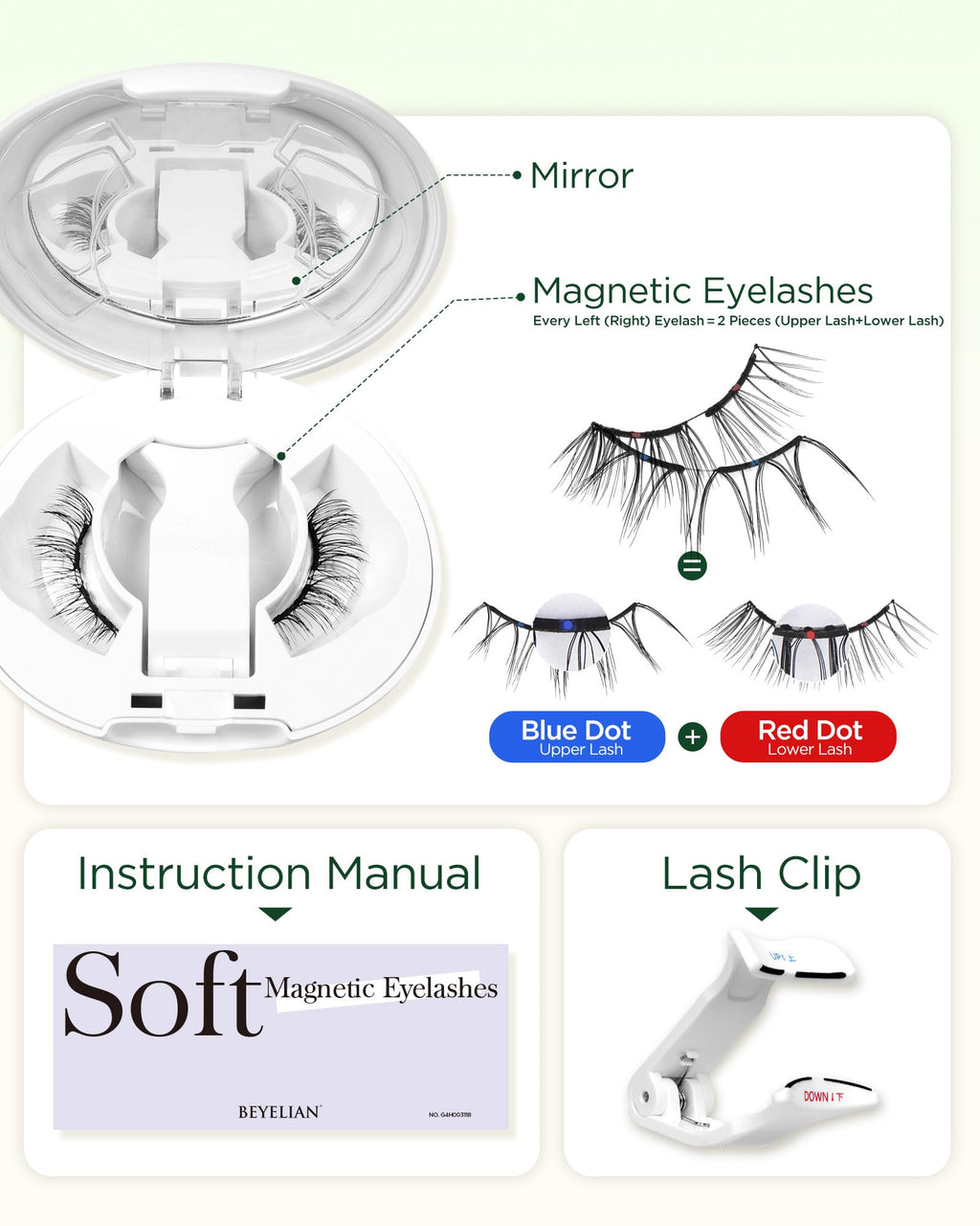 BEYELIAN Magnetic Eyelashes with Applicator – All-In-One, No Glue JH068