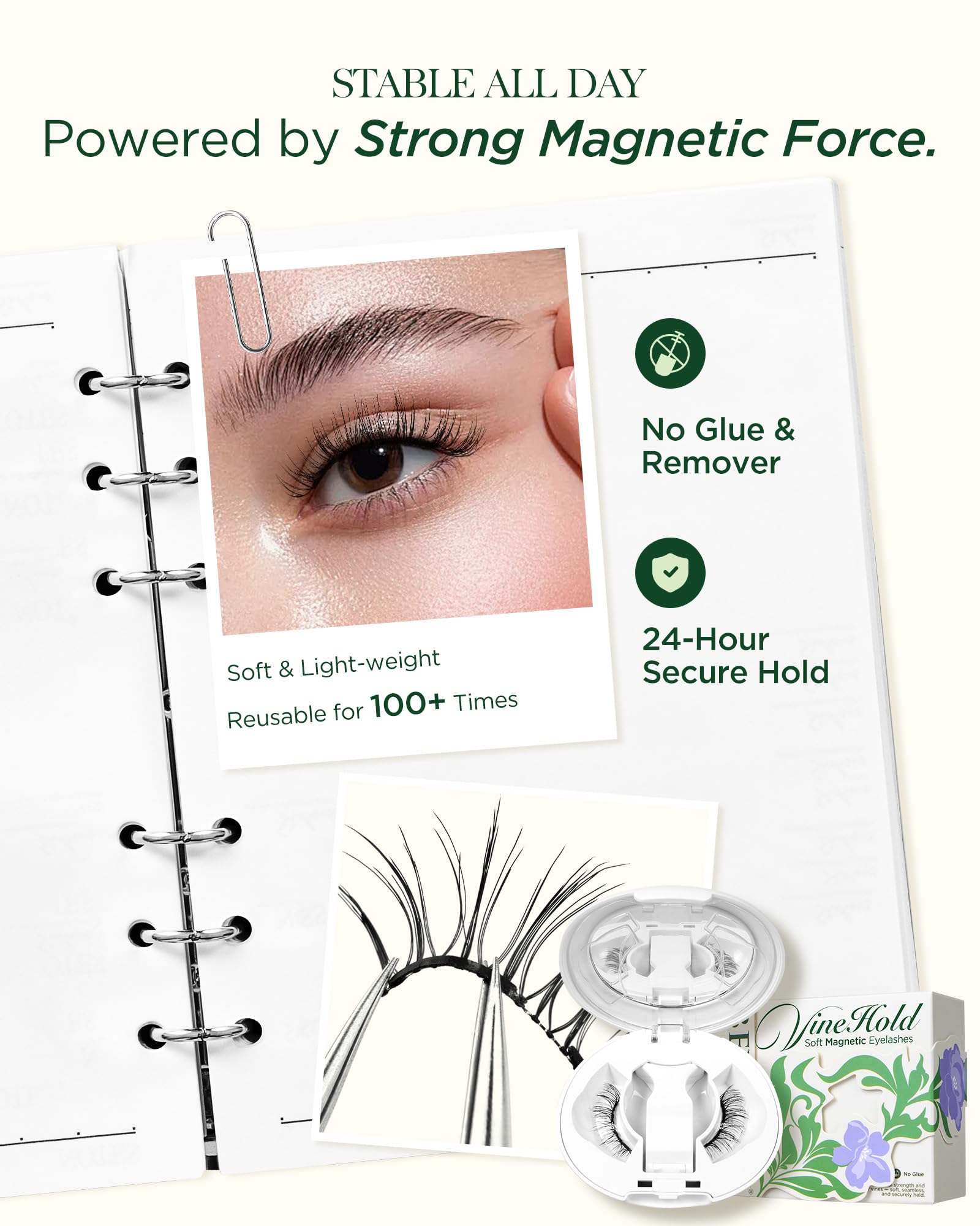 BEYELIAN Magnetic Eyelashes with Applicator – All-In-One, No Glue JH068