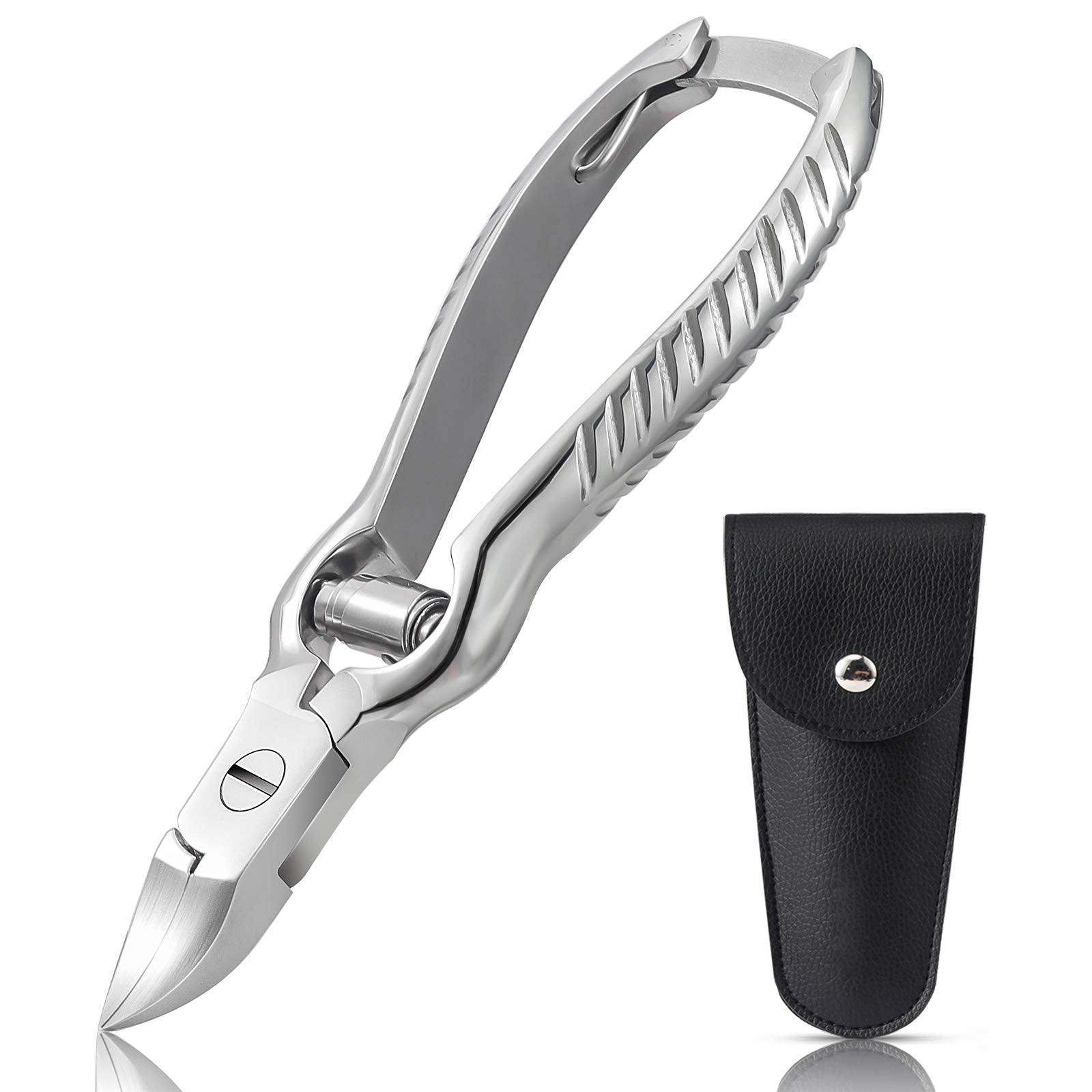 BEZOX Heavy Duty Toenail Clippers for Thick & Ingrown Nails | Stainless Steel, Podiatry-Grade, Silver