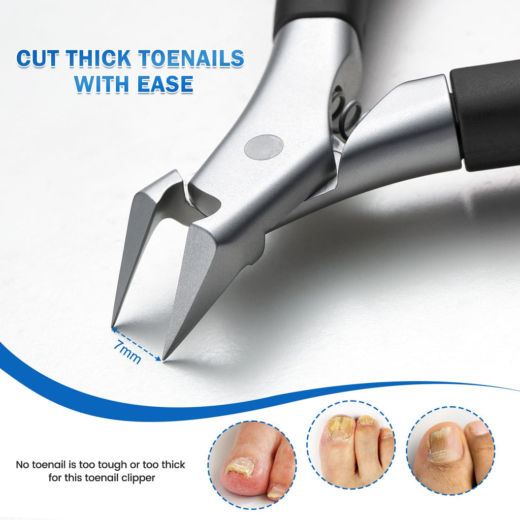 BEZOX Straight Blade Toenail Clippers – Thick Nail Cutter for Seniors and Adults (Black)