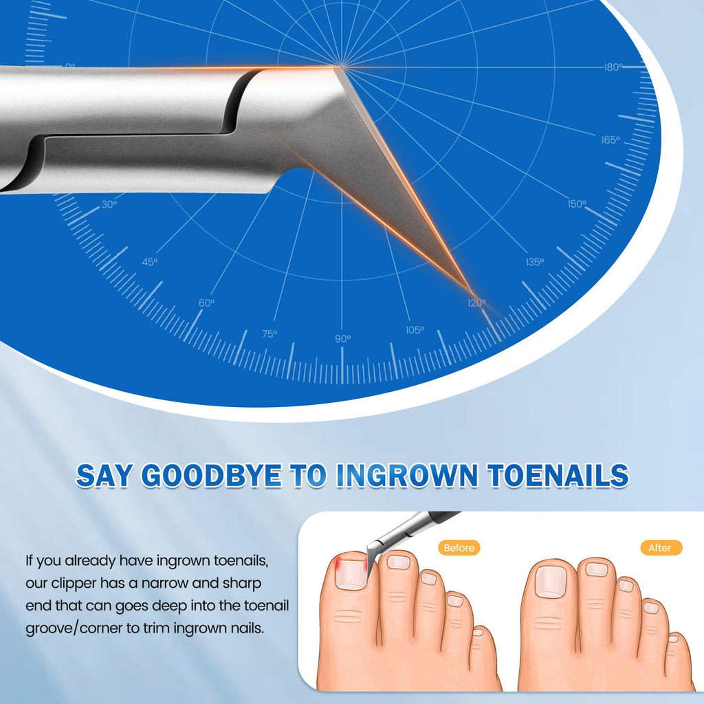 BEZOX Straight Blade Toenail Clippers – Thick Nail Cutter for Seniors and Adults (Black)