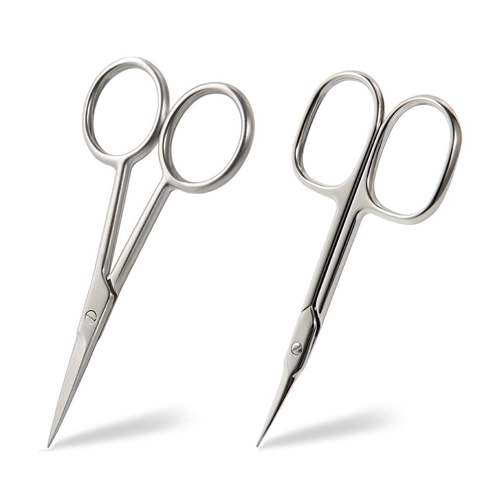 BEZOX Small Scissors 2 PCS Set – Precision Grooming with Straight & Curved Blades