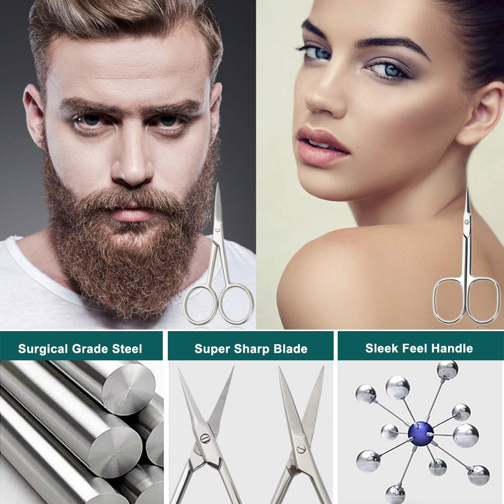 BEZOX Small Scissors 2 PCS Set – Precision Grooming with Straight & Curved Blades