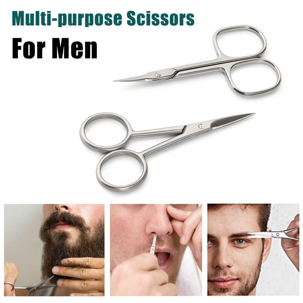BEZOX Small Scissors 2 PCS Set – Precision Grooming with Straight & Curved Blades