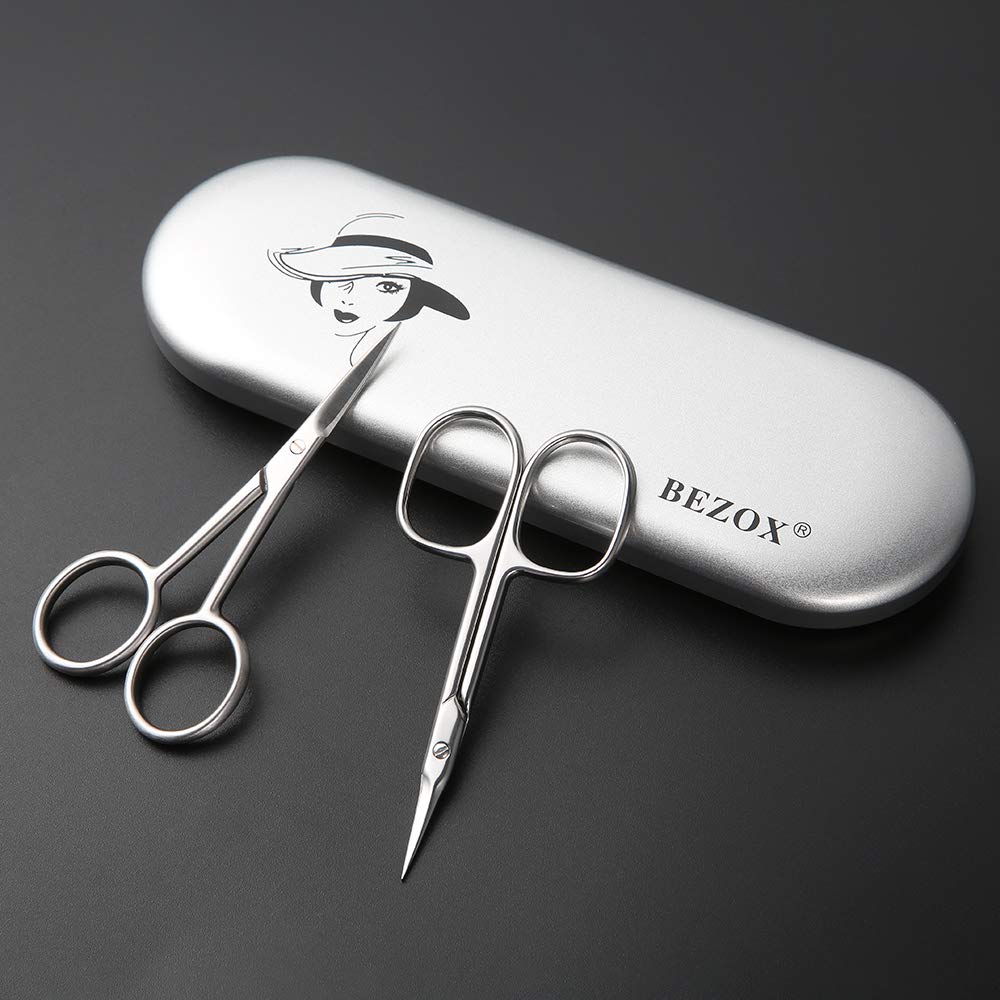 BEZOX Small Scissors 2 PCS Set – Precision Grooming with Straight & Curved Blades