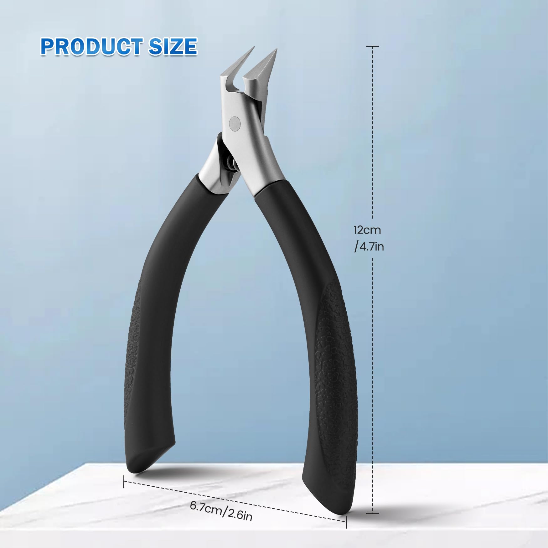 BEZOX Straight Blade Toenail Clippers – Thick Nail Cutter for Seniors and Adults (Black)