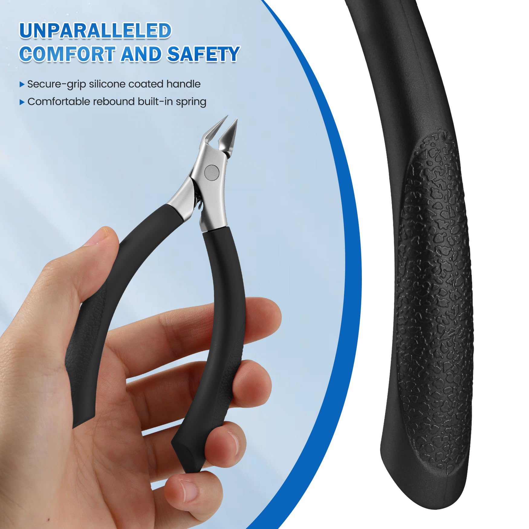BEZOX Straight Blade Toenail Clippers – Thick Nail Cutter for Seniors and Adults (Black)