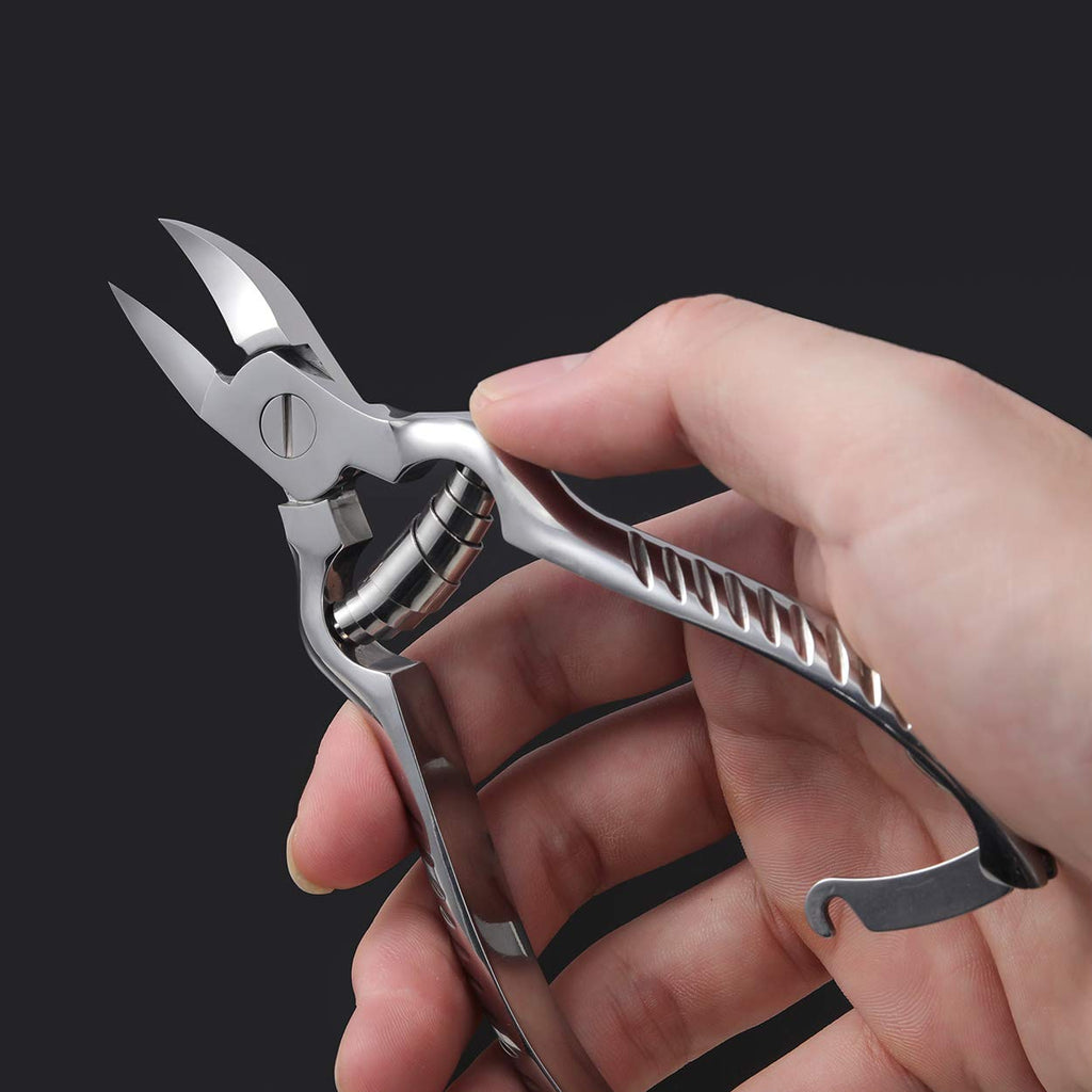 BEZOX Heavy Duty Toenail Clippers for Thick & Ingrown Nails | Stainless Steel, Podiatry-Grade, Silver