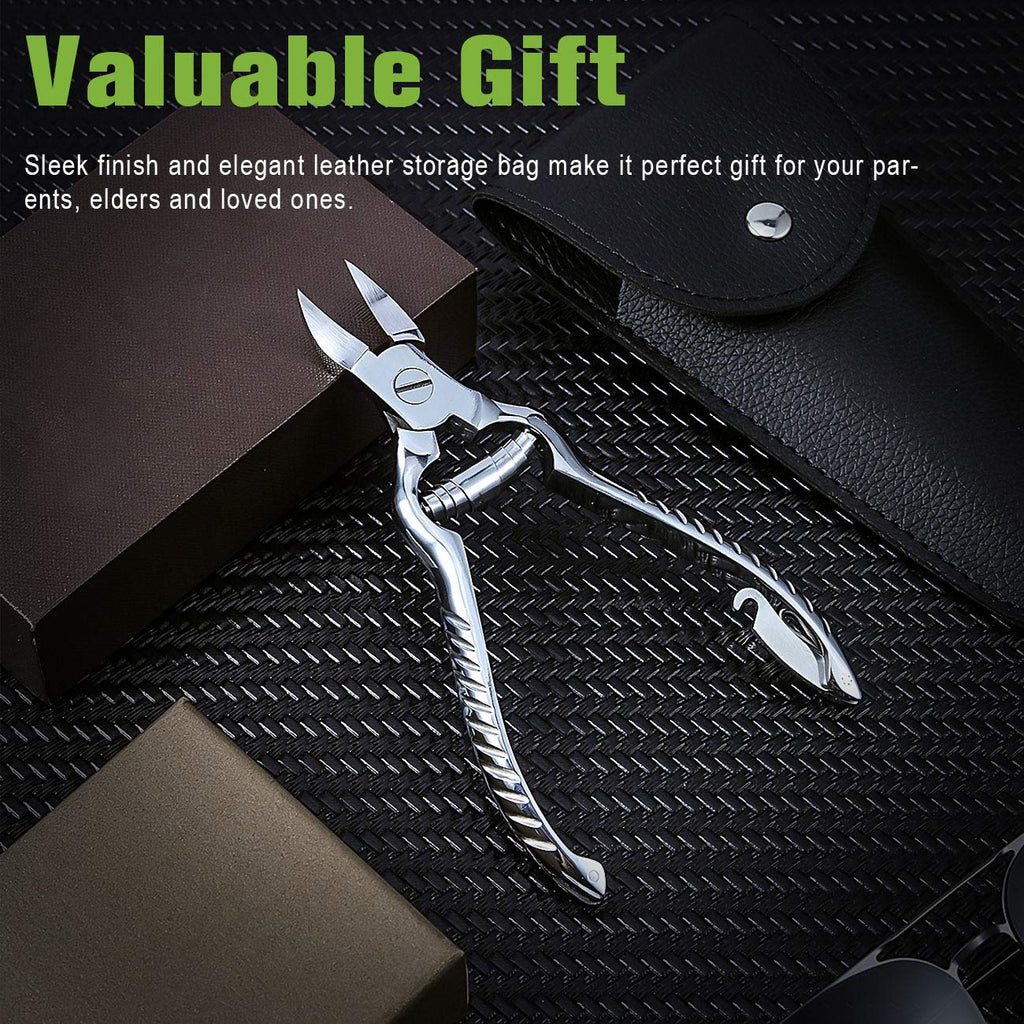 BEZOX Heavy Duty Toenail Clippers for Thick & Ingrown Nails | Stainless Steel, Podiatry-Grade, Silver