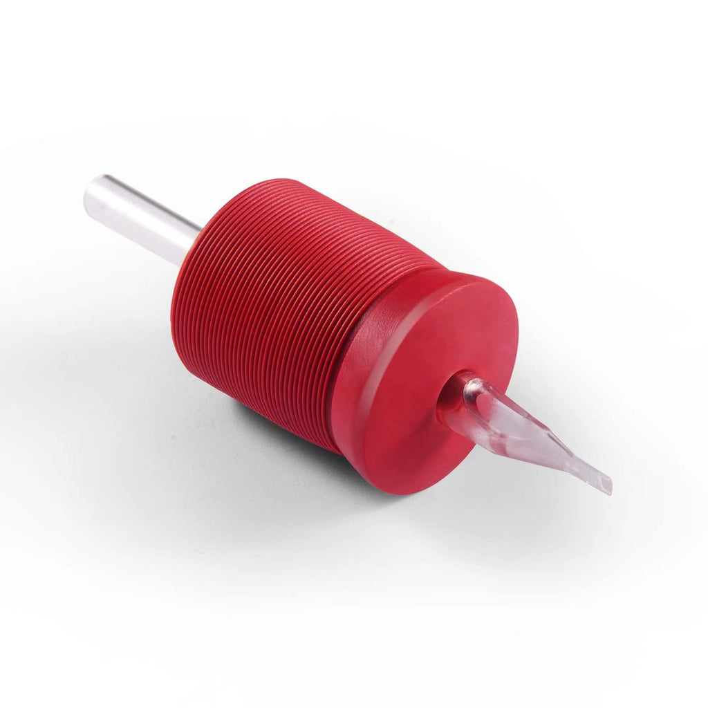 BEZTAT 1.25-Inch Ultra Premium Red Silicone Grip with Long Clear Disposable Tubes & Tips – 15 Pack, Diamond Tip (9DT)