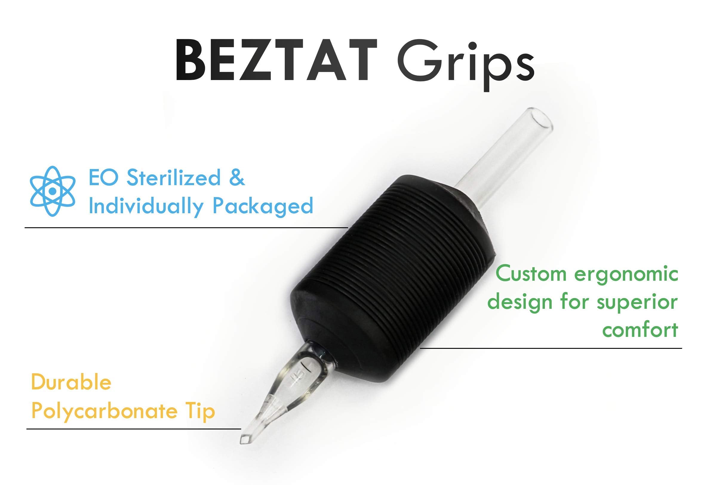 BEZTAT 25mm Ultra Premium Clear Disposable Tubes with Black Silicone Grip – 25 Pack (7FT)