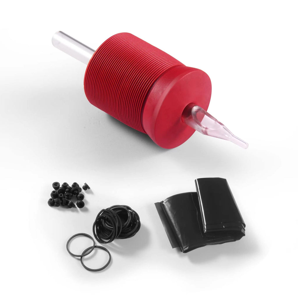 BEZTAT 1.25-Inch Ultra Premium Red Silicone Grip with Long Clear Disposable Tubes & Tips – 15 Pack, Diamond Tip (9DT)