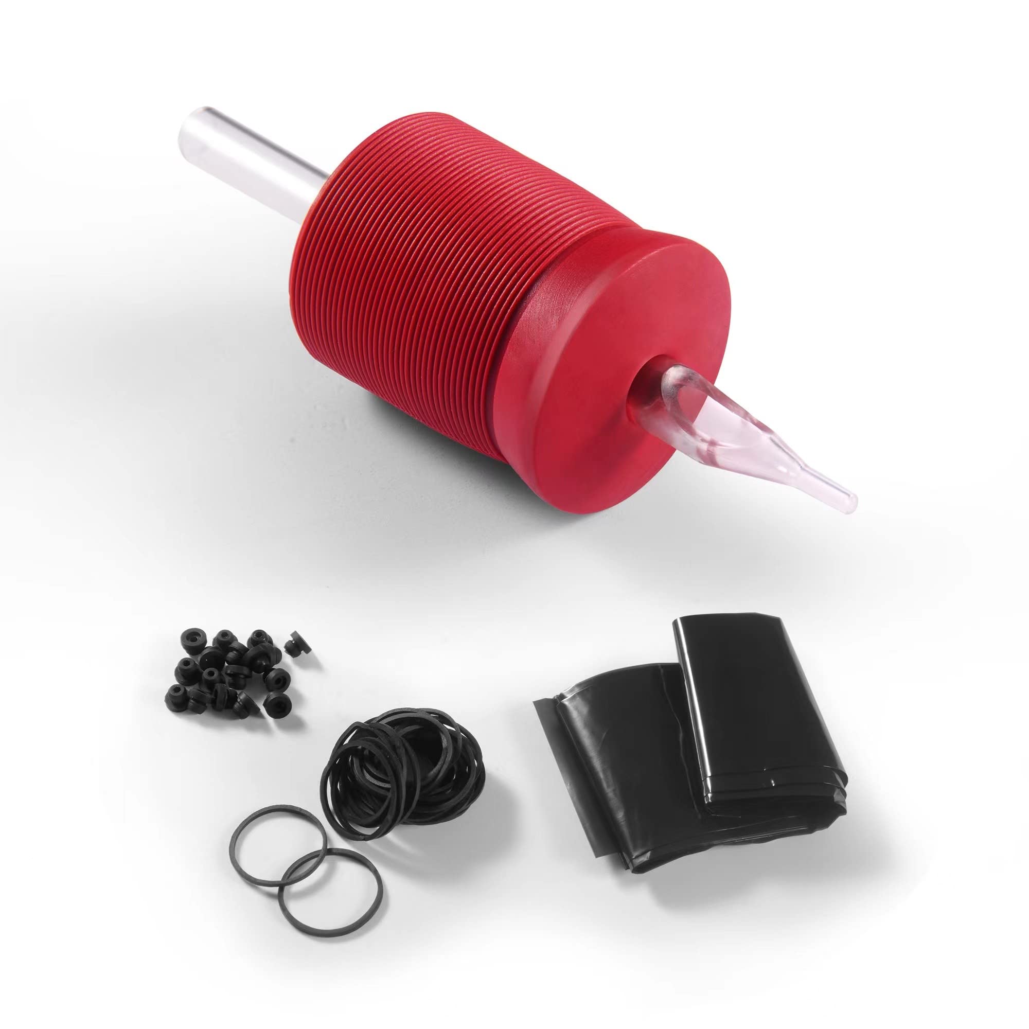 BEZTAT 1.25-Inch Ultra Premium Red Silicone Grip with Long Clear Disposable Tubes & Tips – 15 Pack, Diamond Tip (9DT)