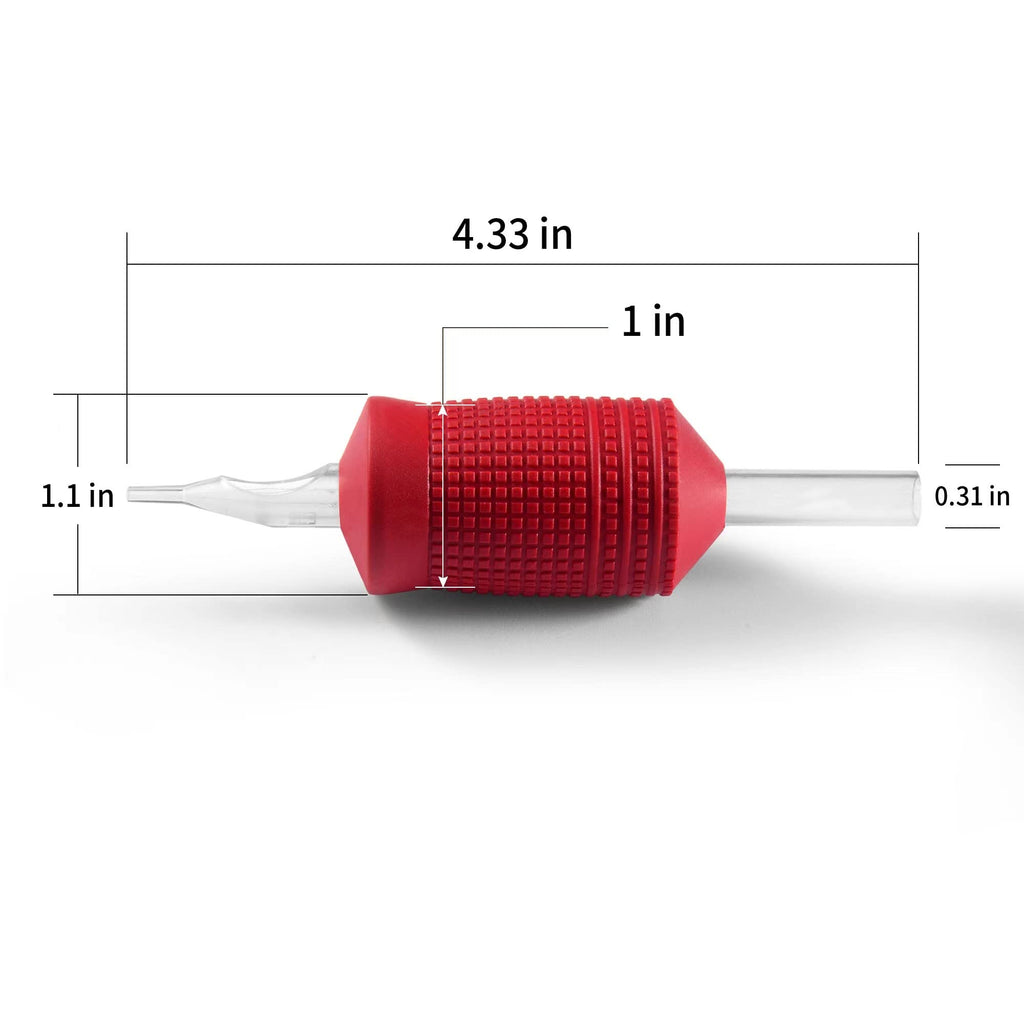 BEZTAT 25mm Ultra Premium Clear Disposable Tubes with Red Silicone Grip – 20 Pack, Round Tip (5RT)