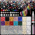 Bezztito 14000Pcs Colorful Flatback Rhinestones & Pearls Bedazzling Kit | 2-6mm Rhinestones, 4-10mm Flatback Pearls for DIY Nail Art & Crafts