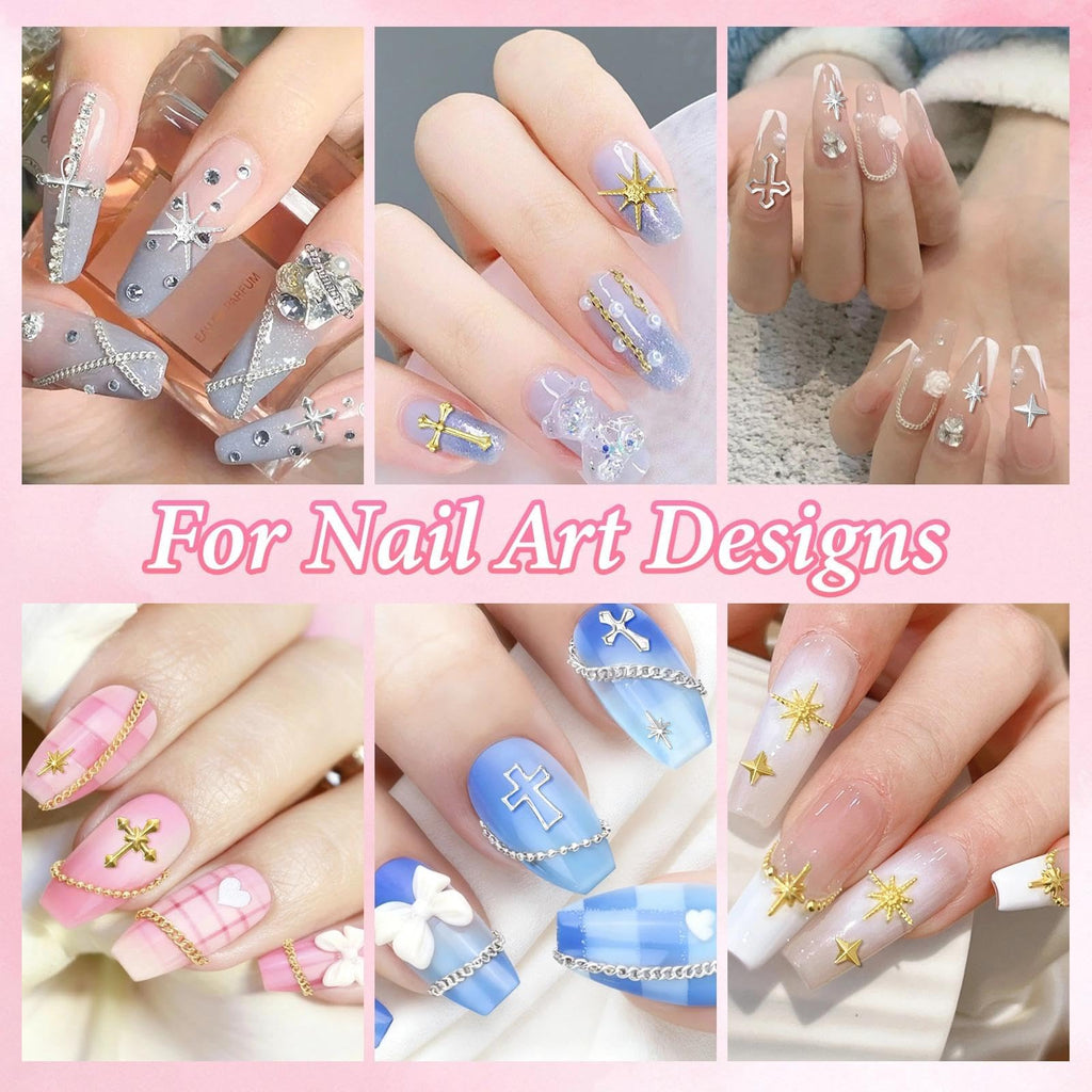 Bezztito Gold Silver Caviar Nail Beads & 3D Starburst Charms Kit