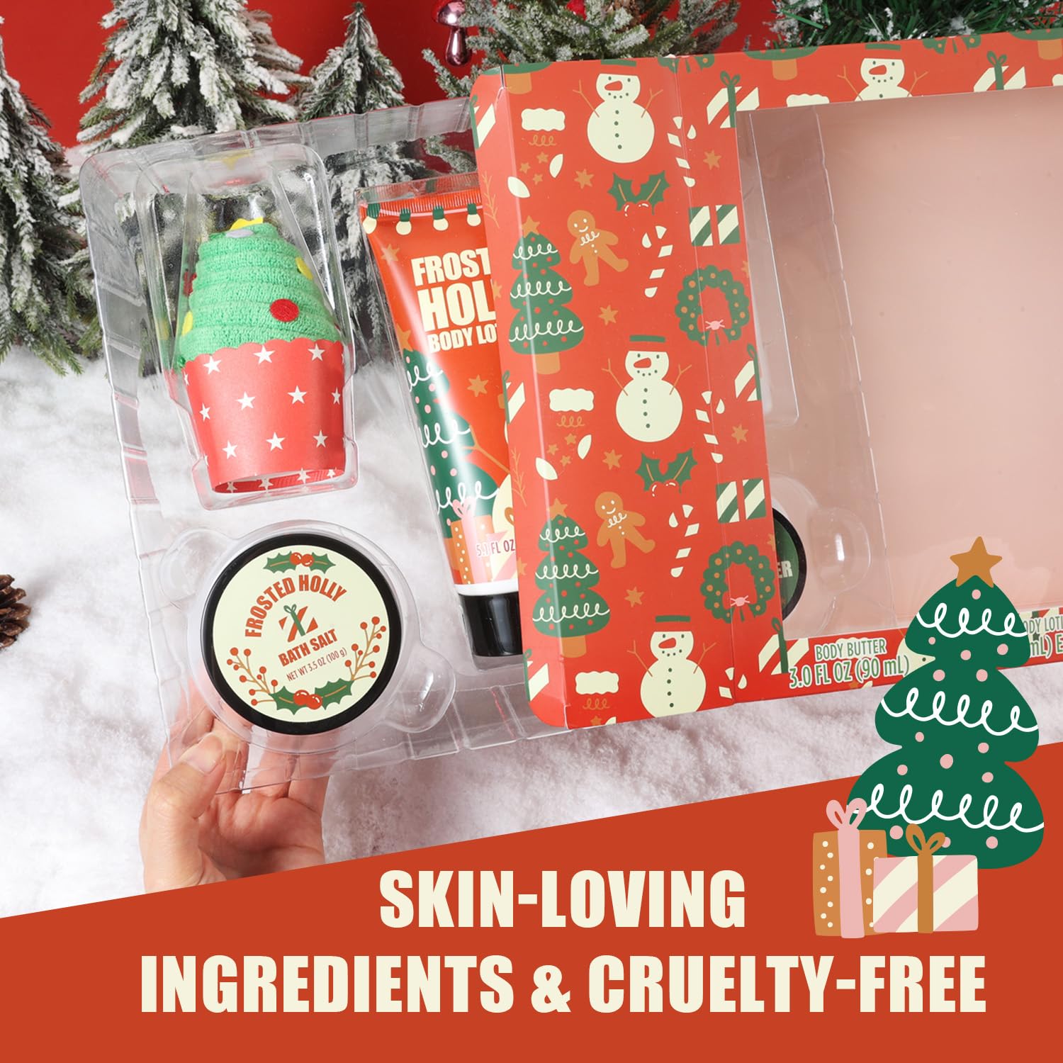 BFFLOVE Christmas Bath Gift Set - 5-Piece Spa Gift for Women