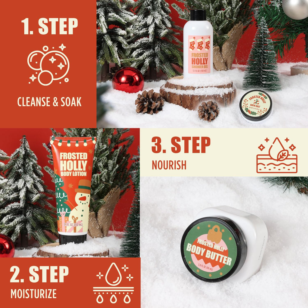 BFFLOVE Christmas Bath Gift Set - 5-Piece Spa Gift for Women