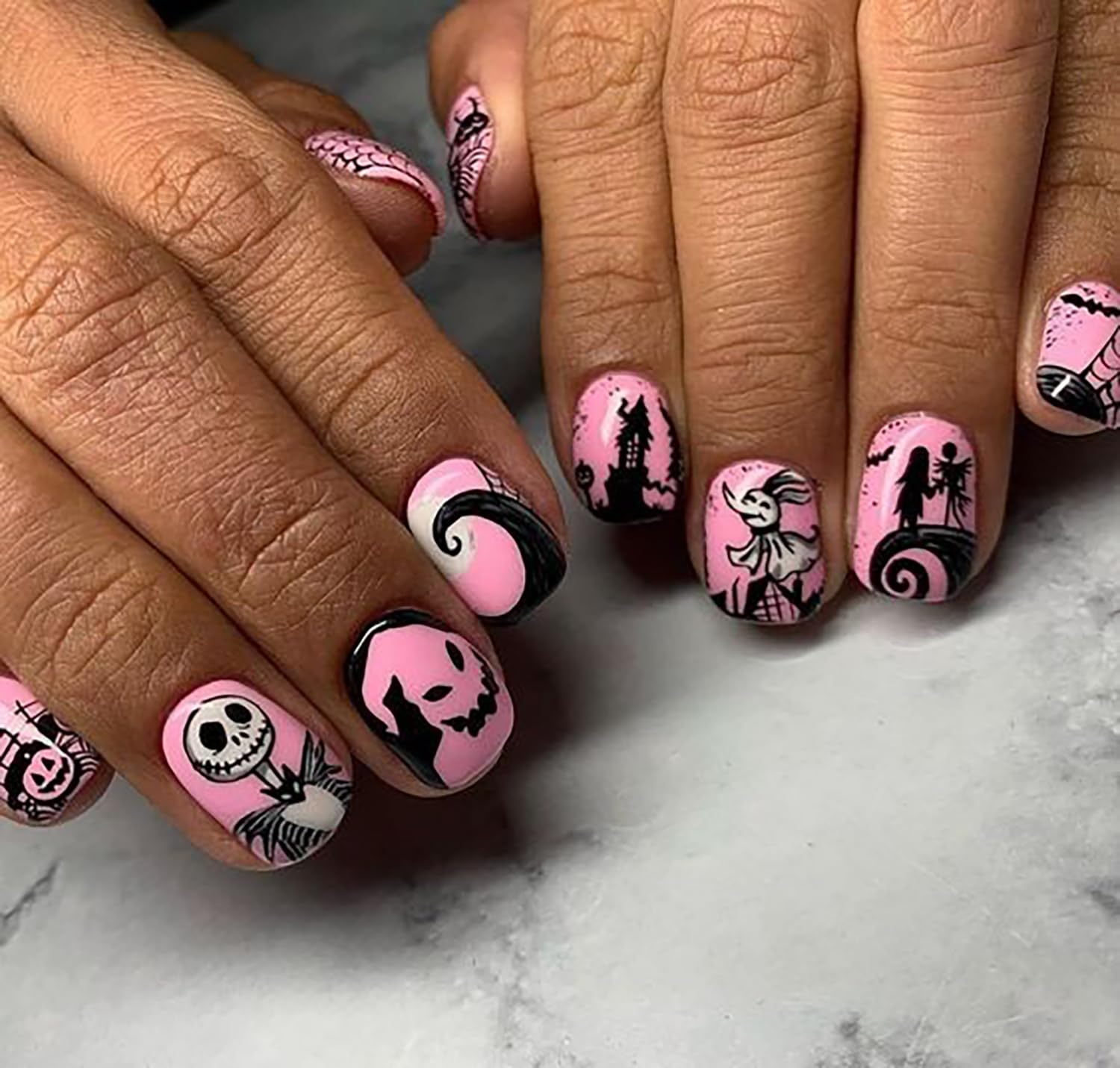 BHOOKA Halloween Press-On Nails Kit – 144 Short Square Full Cover Nails in 6 Styles